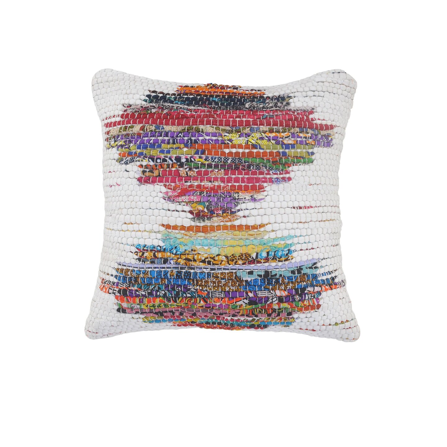 Laddha Home Designs 20&#x22; Multicolored Geometric Handmade Square Throw Pillow