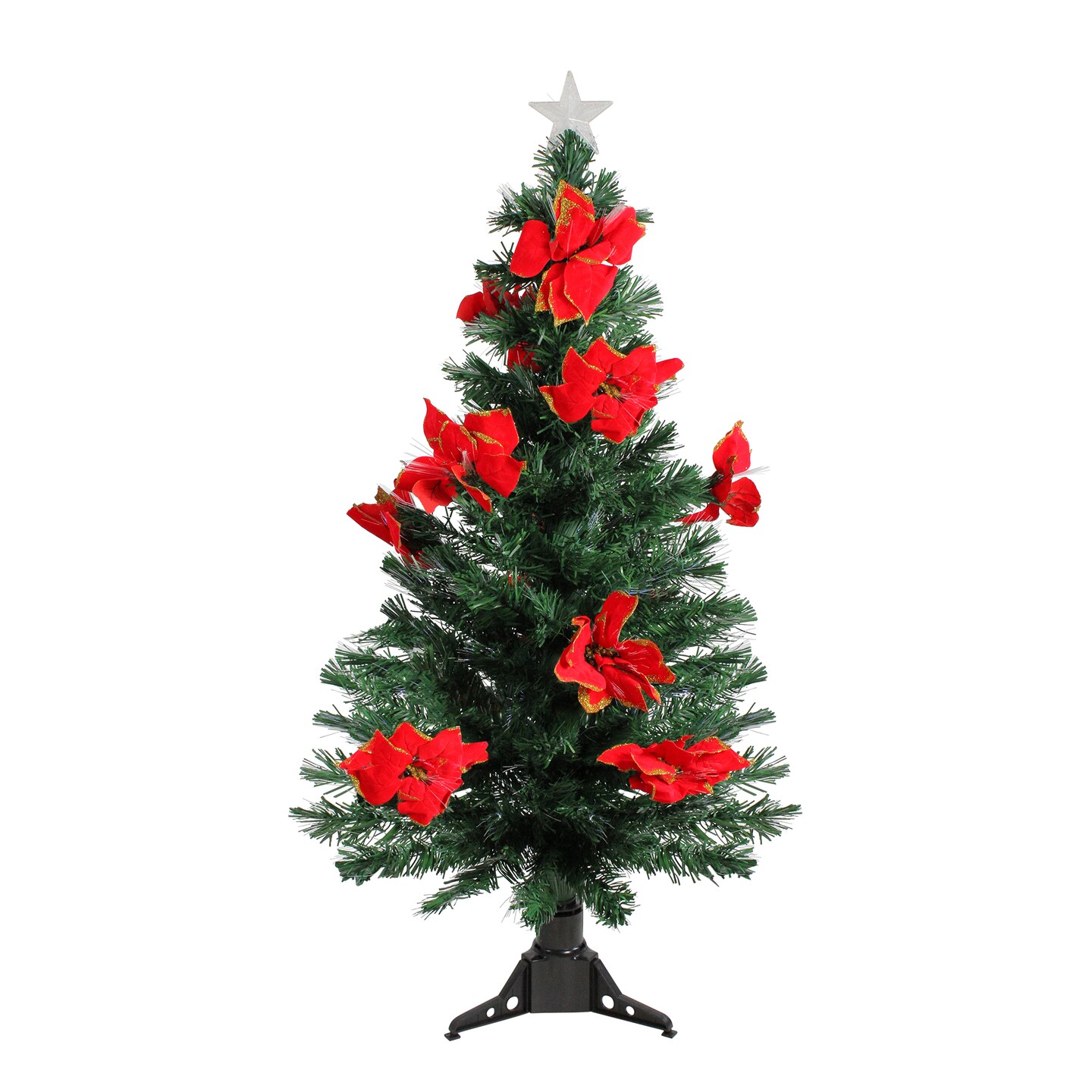 DAK 4' Pre-Lit Poinsettias Artificial Christmas Tree - Multicolor Lights