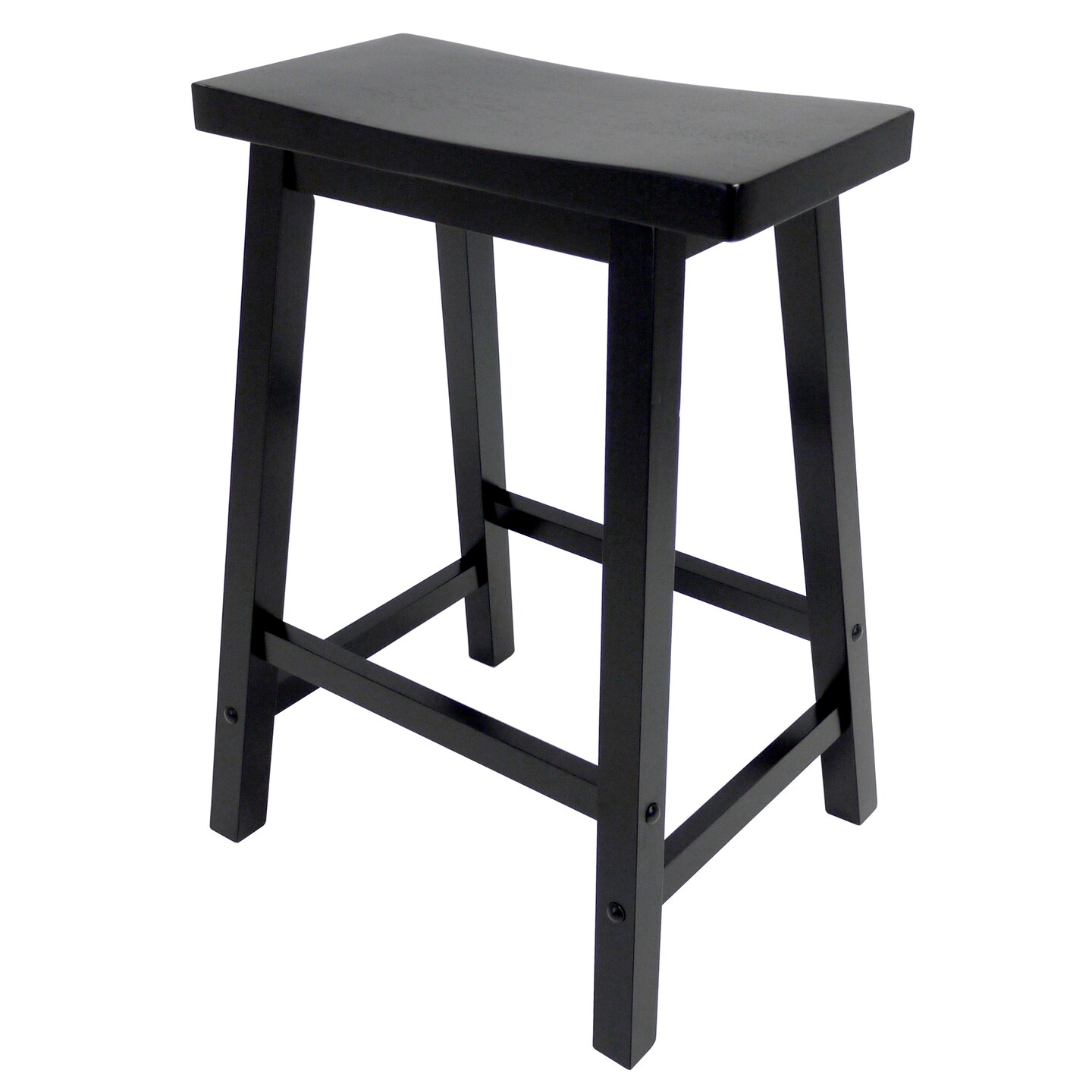 Contemporary Home Living 24&#x22; Black Elegant Saddle Seat Bar Comfortable Stool