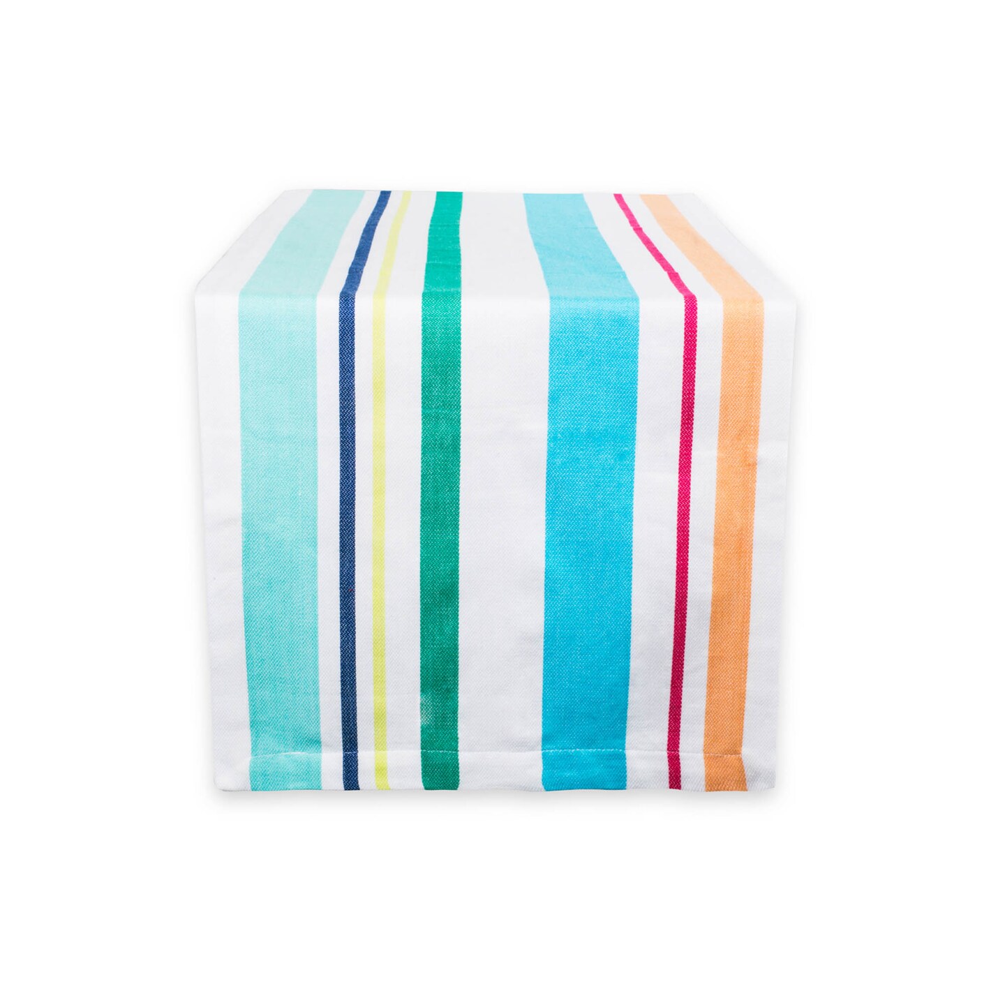 Contemporary Home Living 72&#x22; Aqua Blue and Pink Striped Rectangular Table Runner
