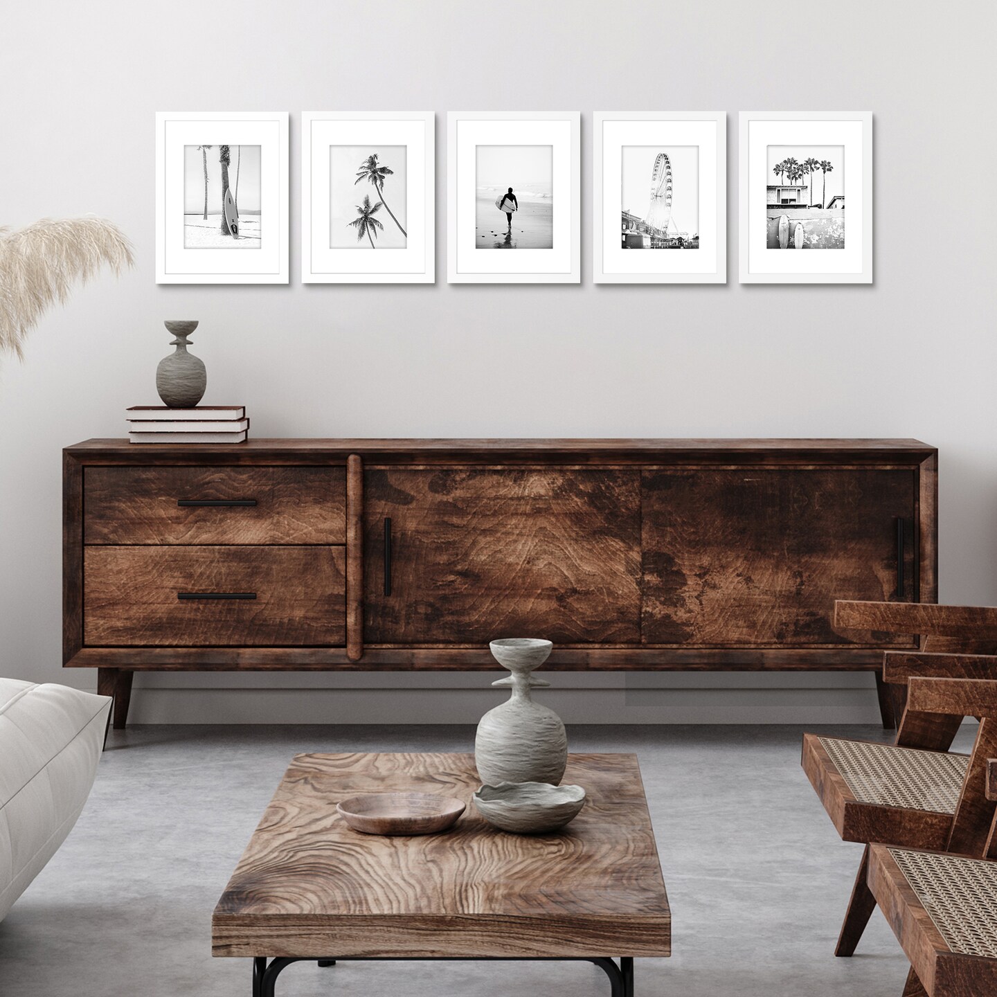 Americanflat Picture Frame Set with Mat - Set of 5 - Photo Frame Set of Five for Wall Display - Plexiglass Cover - Hanging Hardware