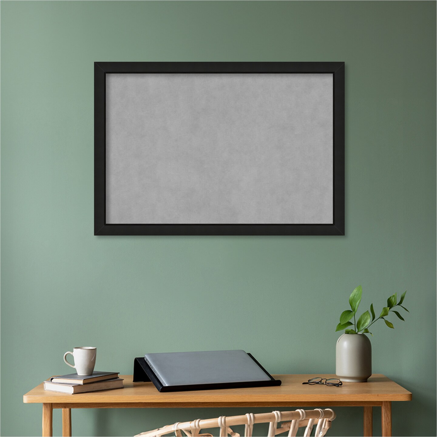 Midnight Black Narrow Wood Framed Magnetic Board