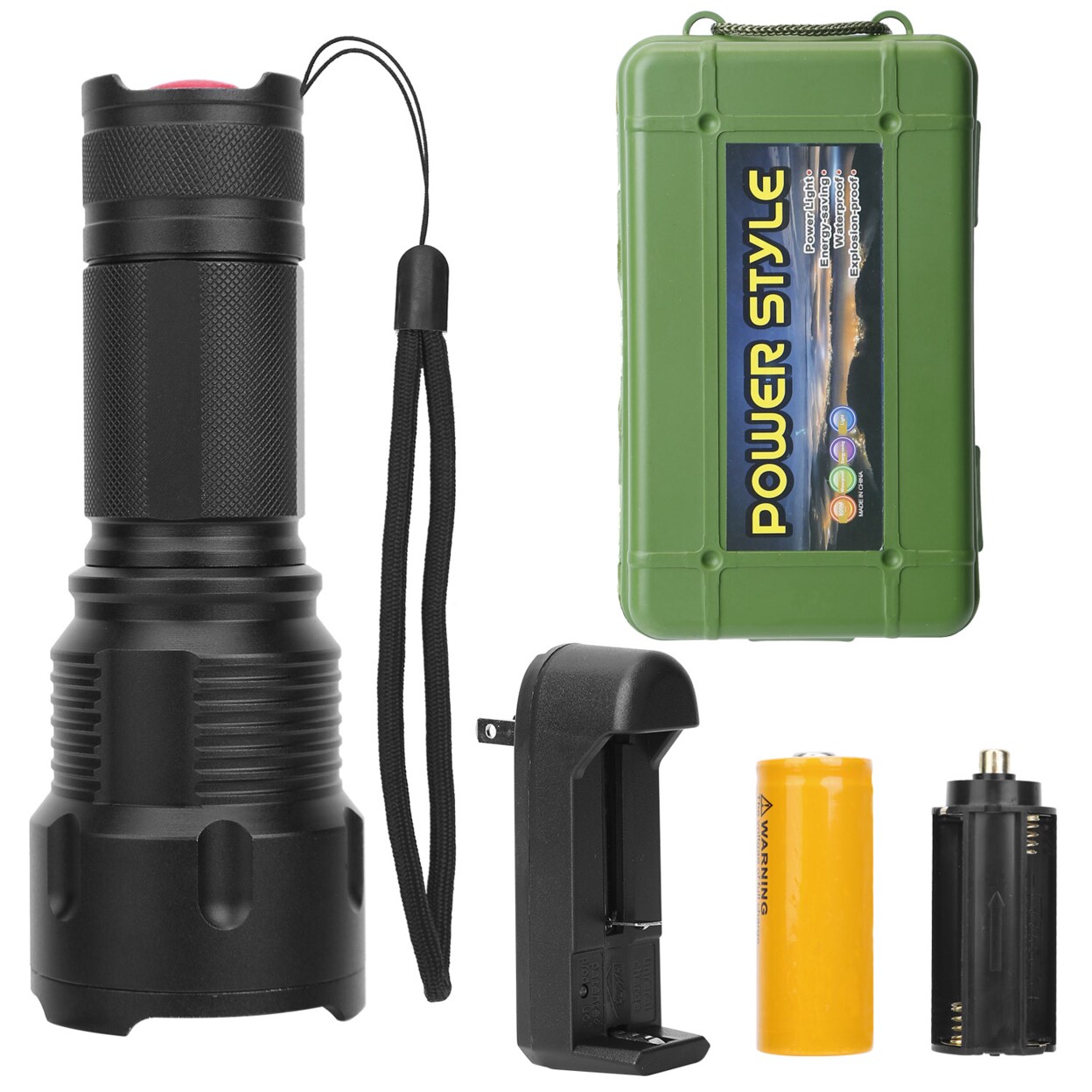 Led Rechargeable Flashlight 800M Zoomable 3 Modes Aluminum Alloy Black Torch