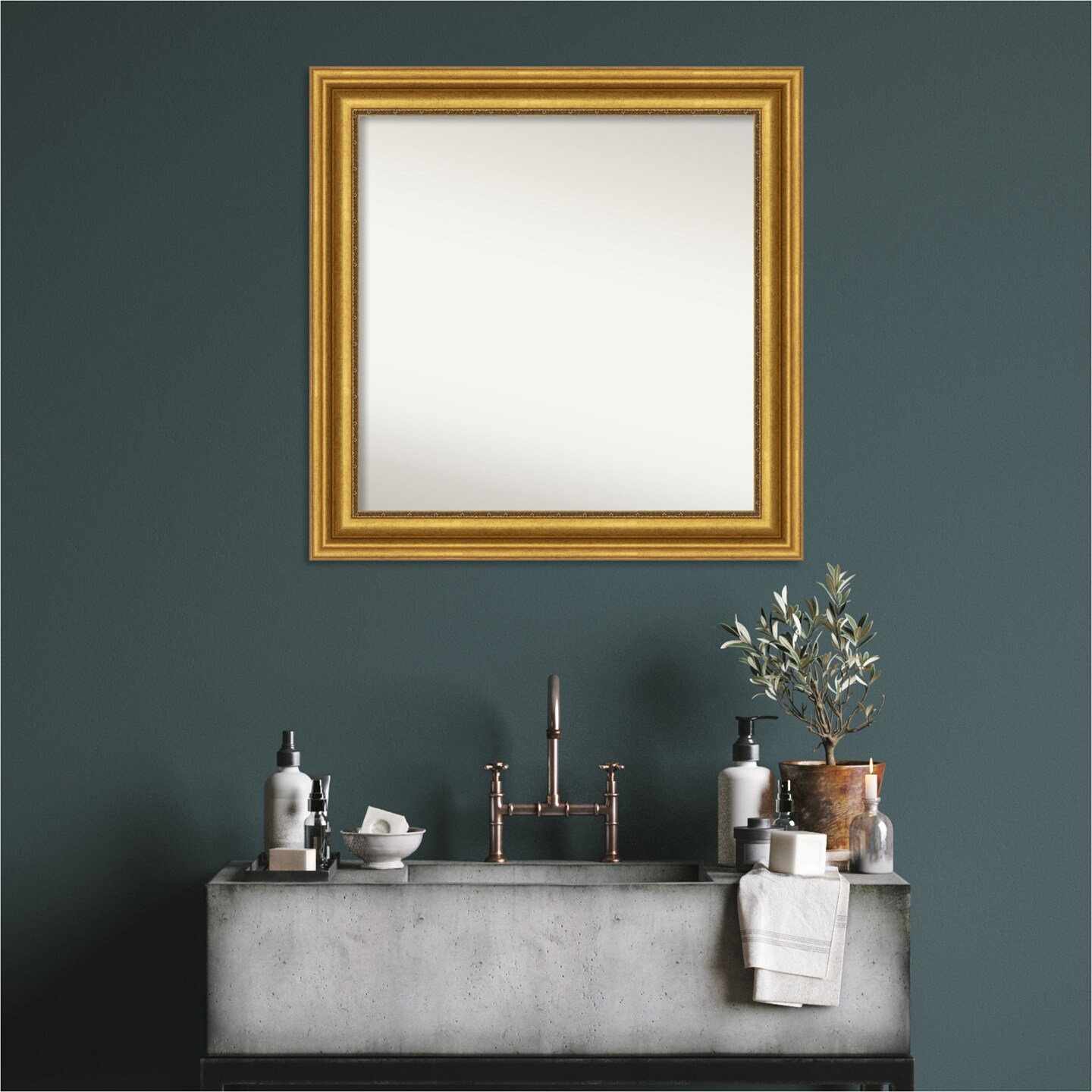 Parlor Gold Non-Beveled Custom Framed Bathroom Vanity Wall Mirror