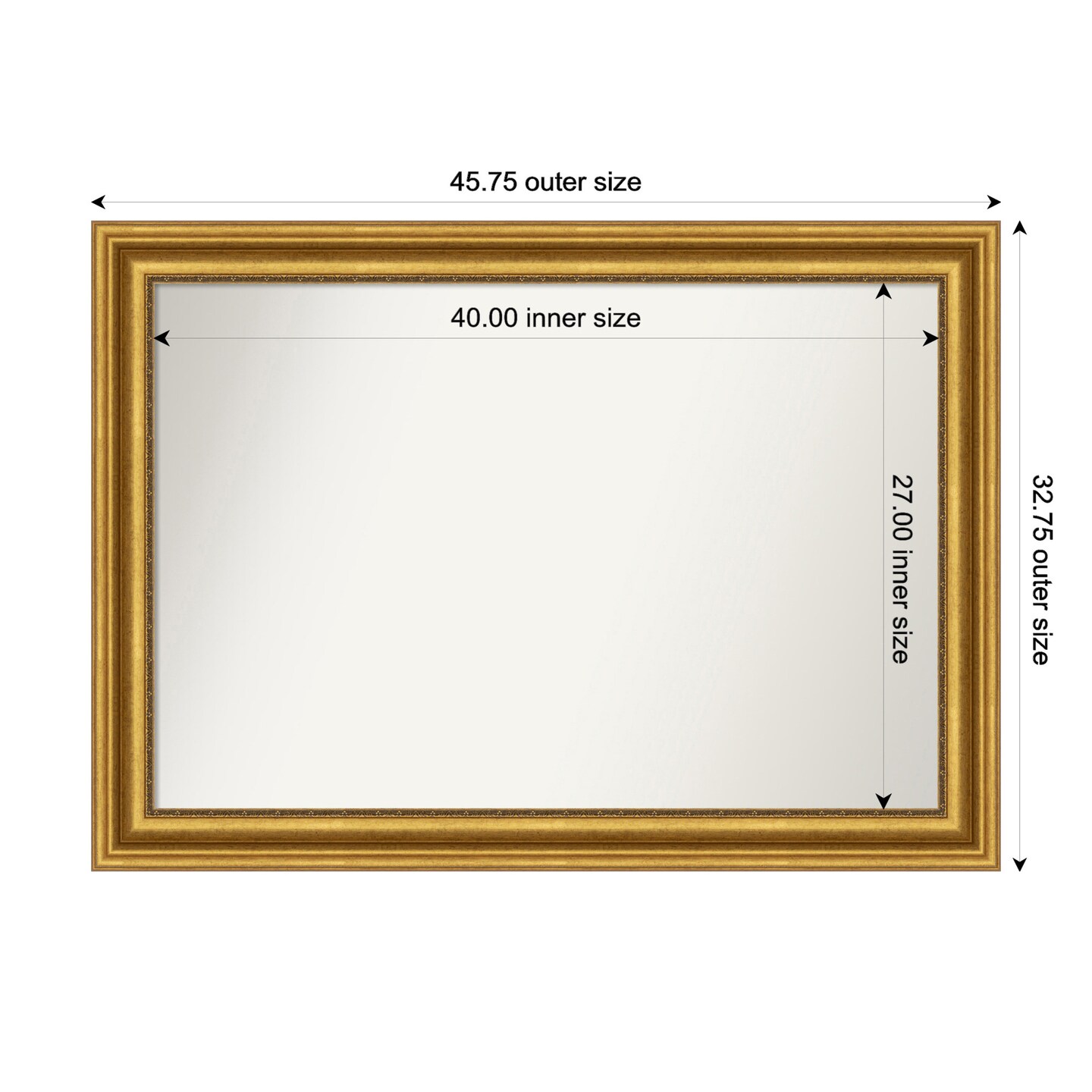 Parlor Gold Non-Beveled Custom Framed Bathroom Vanity Wall Mirror