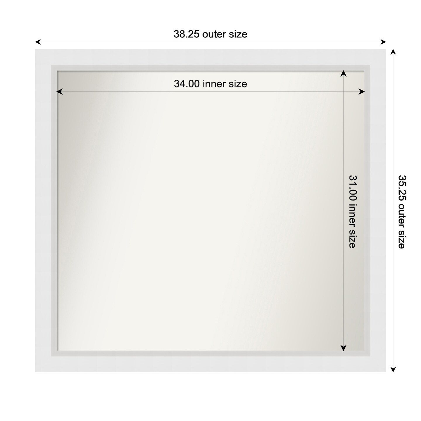 Blanco White Non-Beveled Custom Framed Bathroom Vanity Wall Mirror