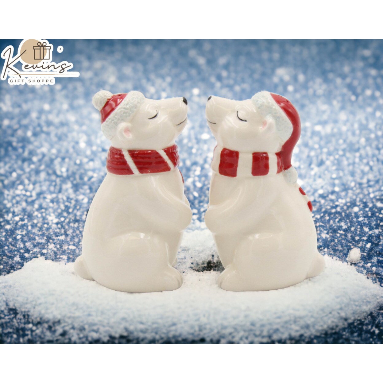 kevinsgiftshoppe Ceramic Christmas Polar Bear Salt And Pepper Shakers Home Decor   Kitchen Decor Christmas Decor
