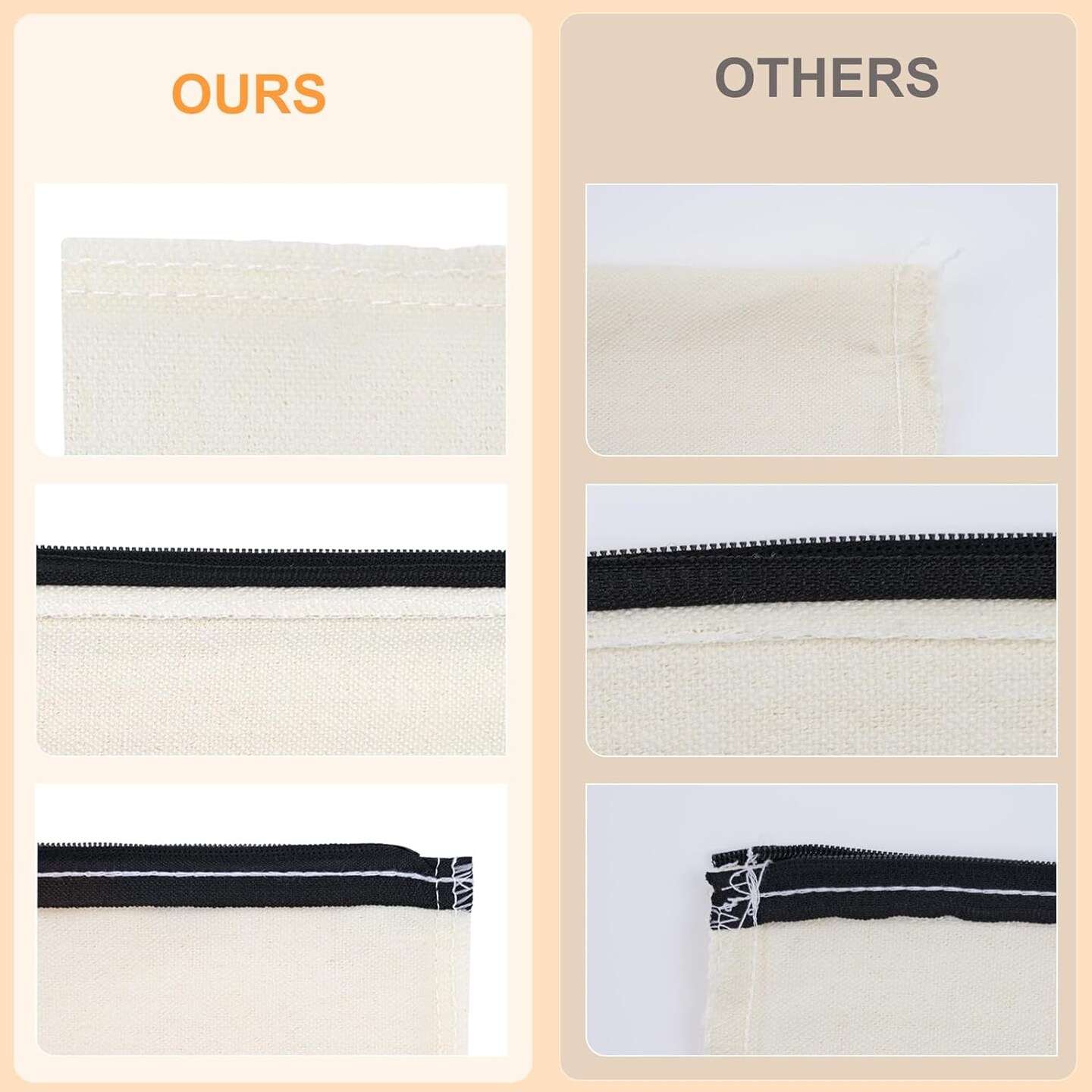 Blank Canvas Makeup Bags 10 Pack, Sublimation Blanks Cosmetic Bags, DIY Heat Transfer Canvas Pen Case Pencil Bags, Beige Multi-Purpose Travel Toiletry Zipper Bags (10pcs 8.3 &#xD7; 5 Inch)