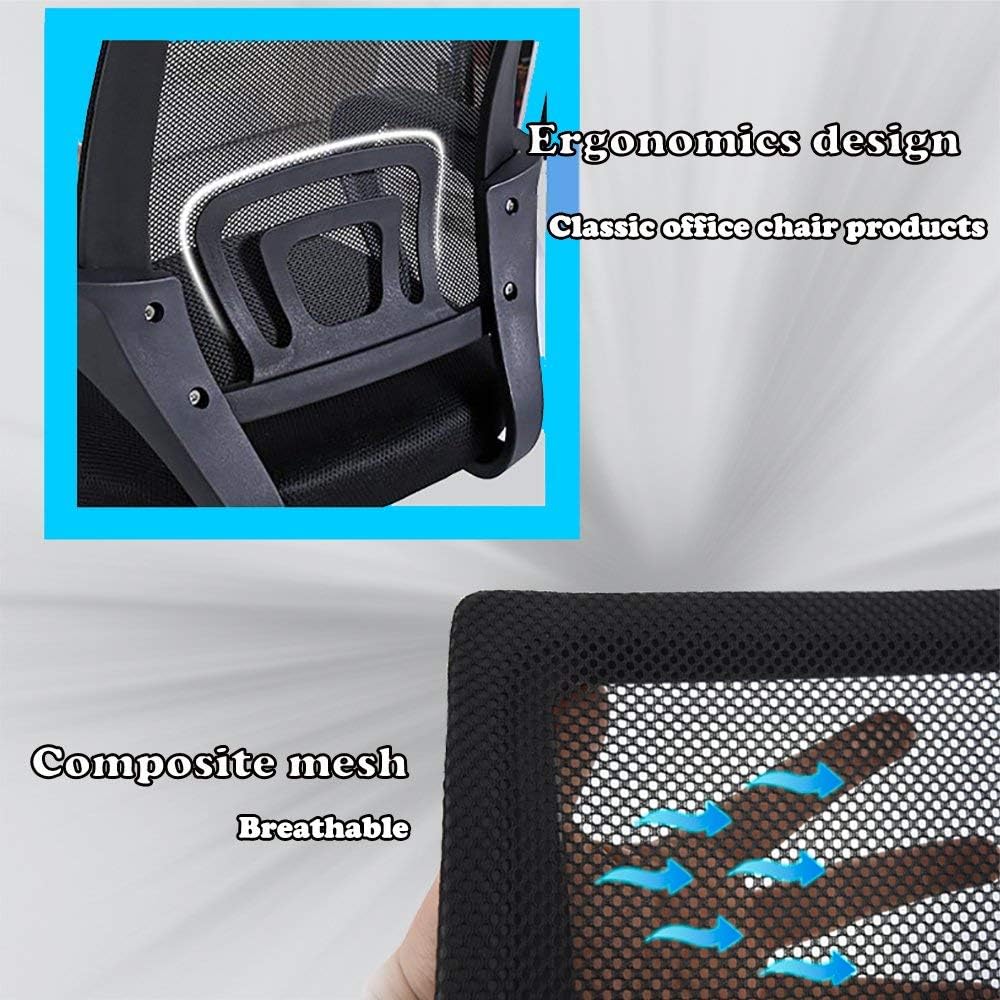 Office Chair Ergonomic Cheap Desk Chair Mesh Computer Chair Lumbar Support Modern Executive Adjustable Stool Rolling Swivel Chair for Back Pain (Black)
