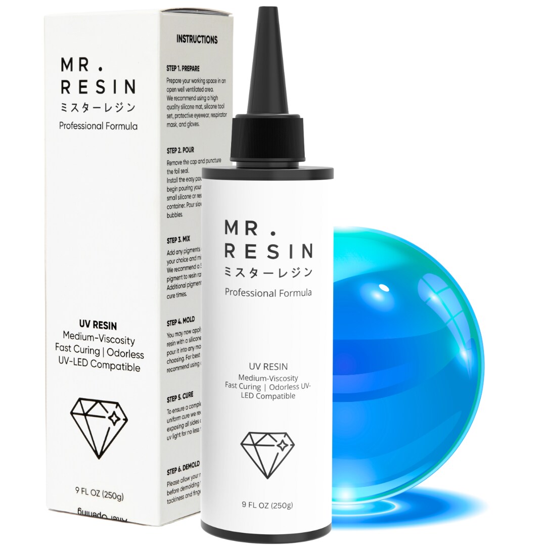 Mr.Resin&#x2122; Original Craft UV Resin 8.8oz Crystal Clear Hard Type UV Resin for Jewelry Making, Rock Painting &#x26; More