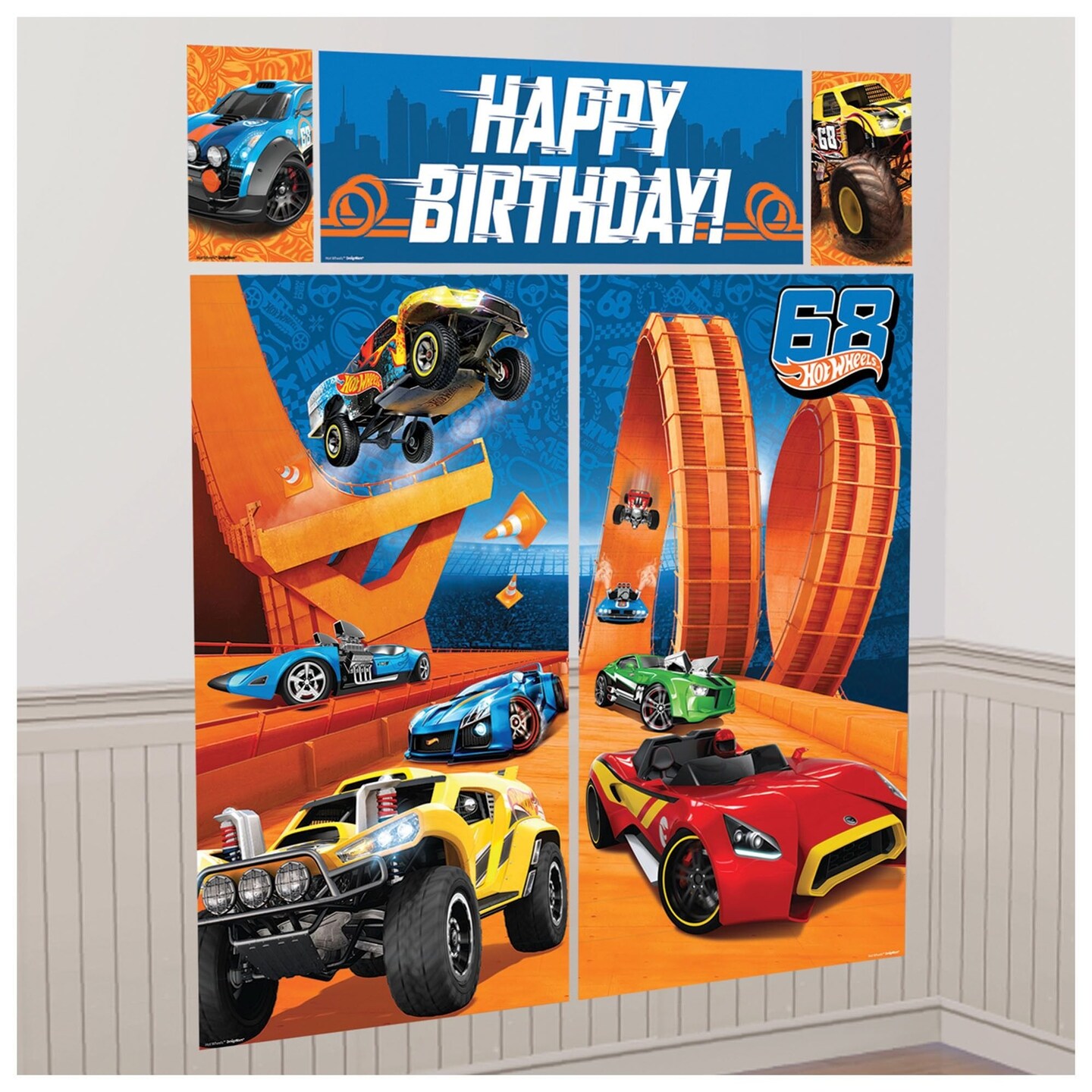 Hot Wheels Wild Racer Scene Setters Wall Decorating Kit