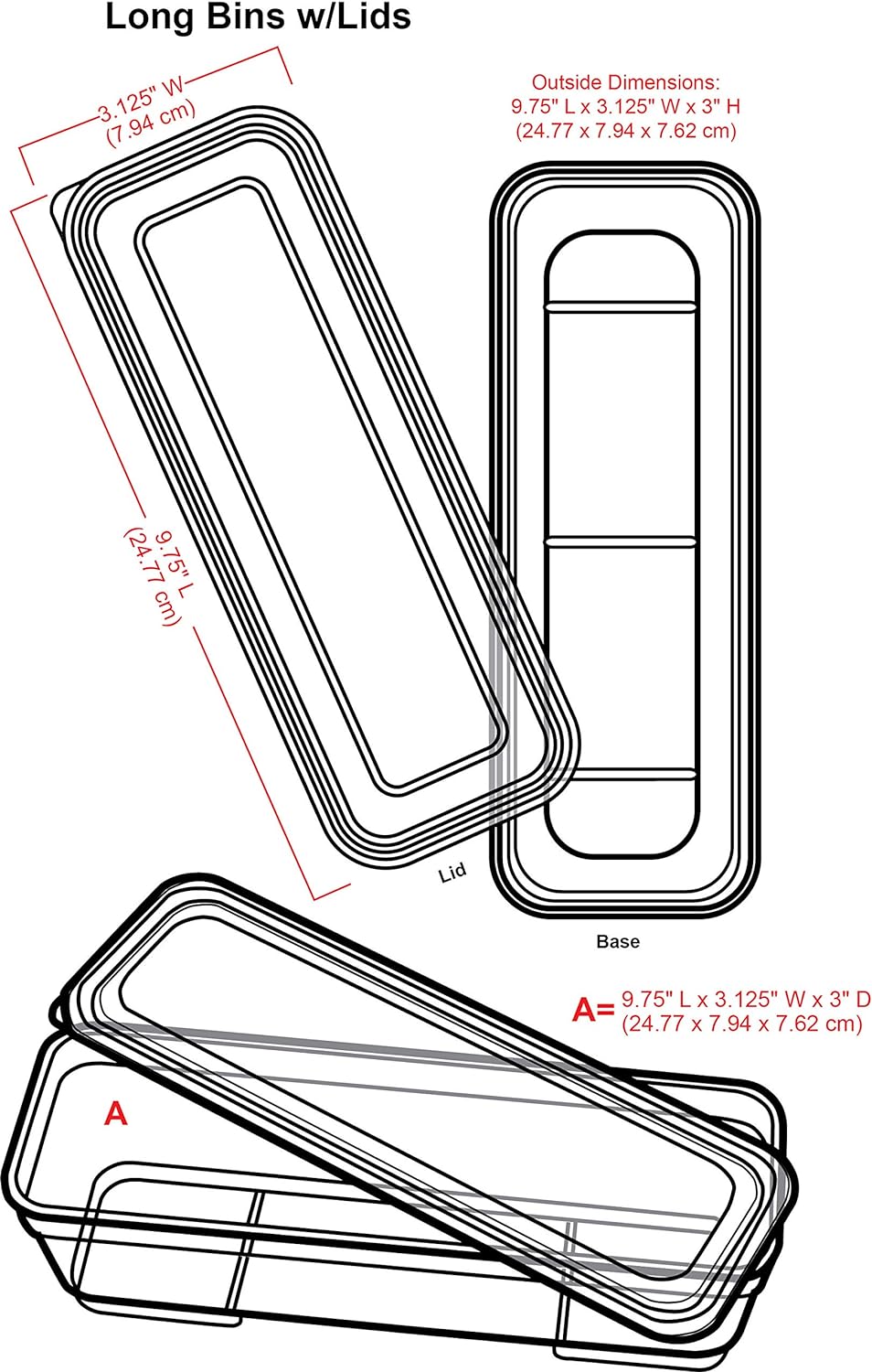 ins with Lids 4-Pack, [4] Extra Long Art &#x26; Craft Organizer Boxes, Clear