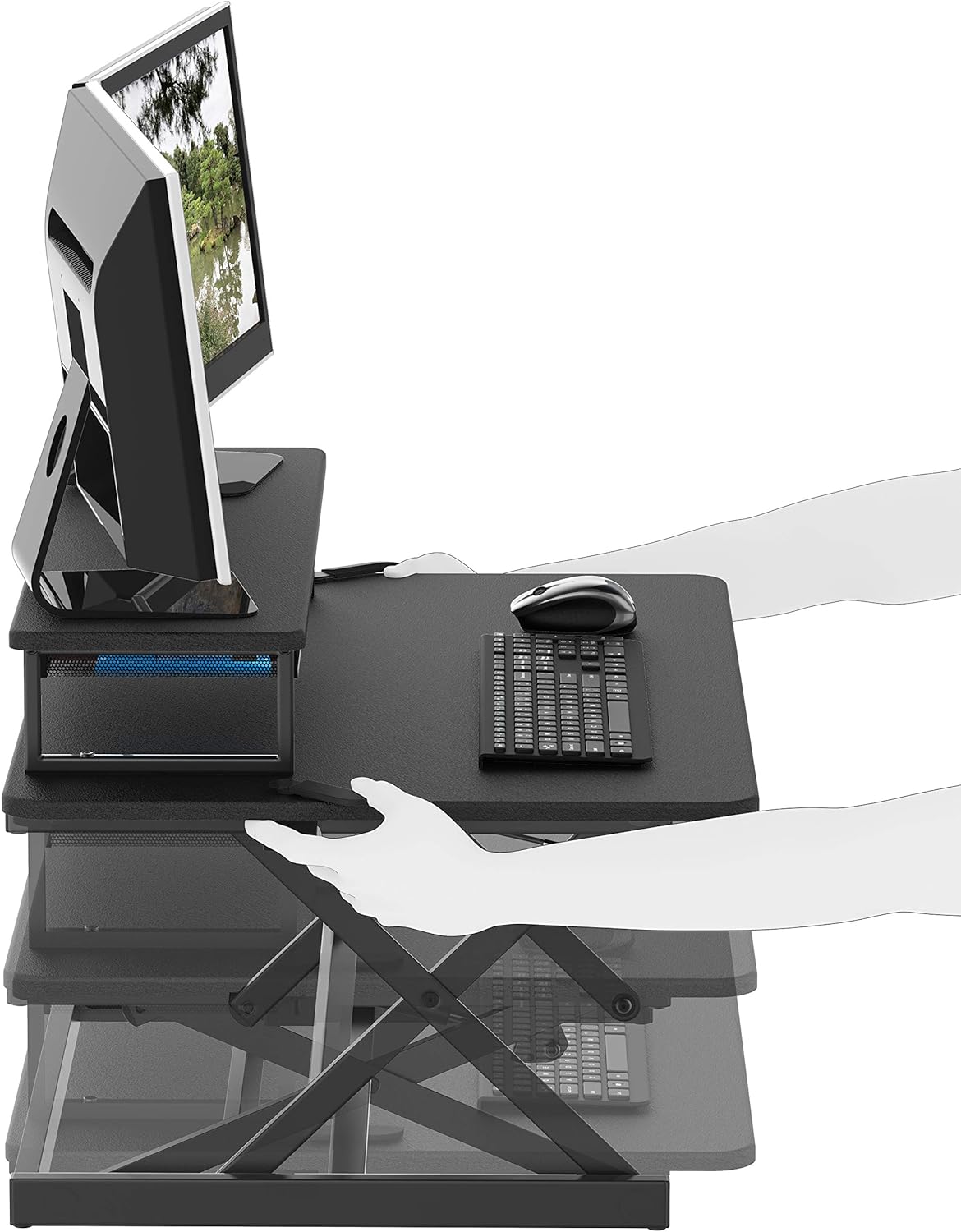 36-Inch Height Adjustable Standing Desk Sit to Stand Riser Converter Workstation, Black