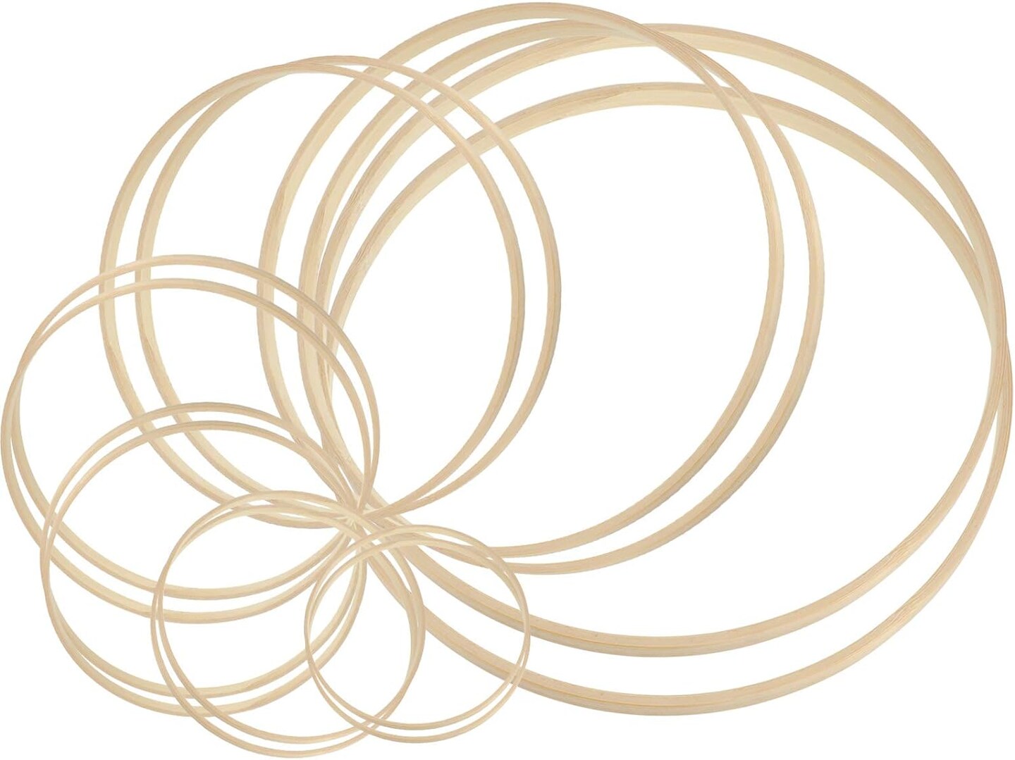 14 Pieces 7 Sizes Wooden Bamboo Floral Hoop Set Macrame Craft Hoop Rings Wreath Round Wooden Hoops for DIY Wreath Decor Dream Catcher and Crafts Making (4/6/ 7/8/ 9/10/ 12 Inch)