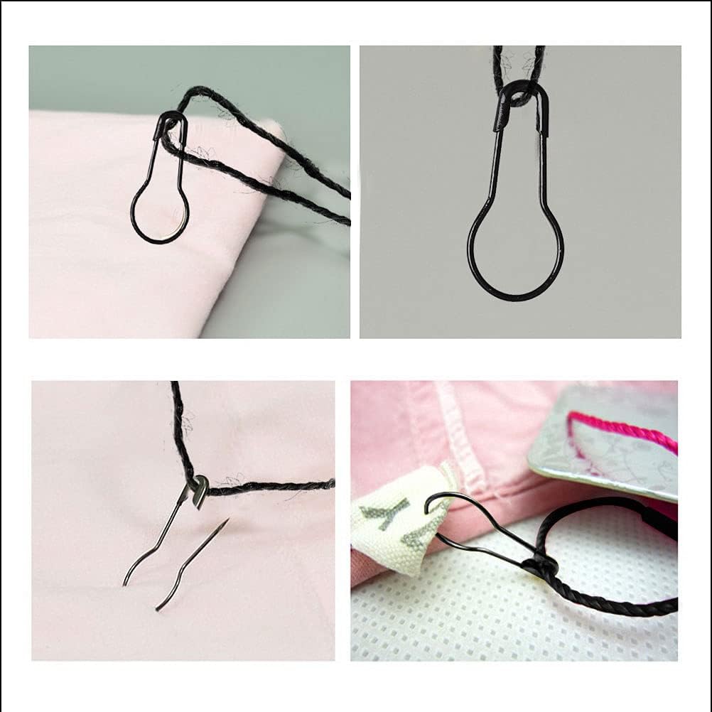 100 pcs Gift Tags with String, Black Christmas Stocking Tags Blank Marking Tags with Safety Pins,Name Tags for Gift Bags Label Clothes Arts and Crafts (Black)