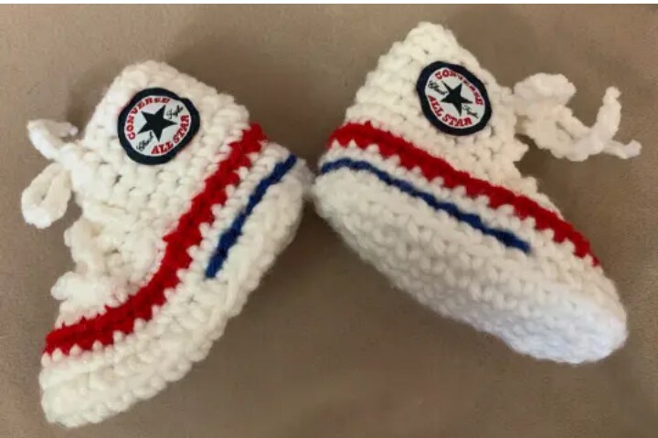 Handmade Crochet Newborn Baby Converse Booties MakerPlace by Michaels