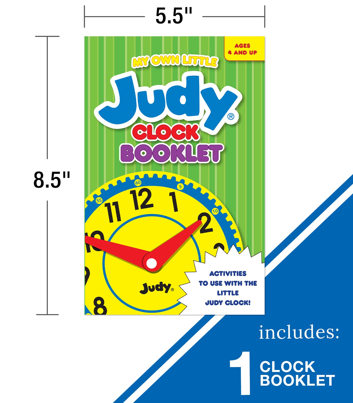 Carson Dellosa My Own Little Judy Clock and Booklet Set&#x2014;PreK-1st Grade 5&#x22;x 5&#x22; Mini Judy/Instructo Clock With Movable Gears, Mini Clock Booklet With Learning Activities for Telling Time