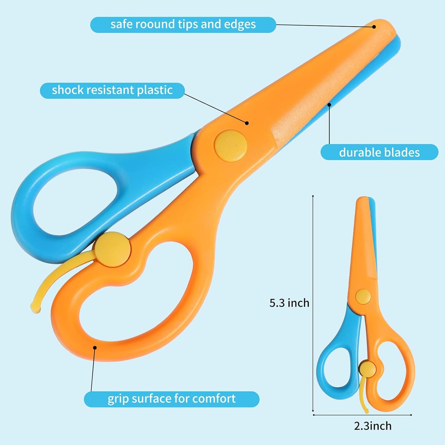 Plastic Safety Scissors, Toddlers Training Scissors, Pre-school Training Scissors and Offices Scissors Kids Paper-Cut (6pcs Toddler Scissors)
