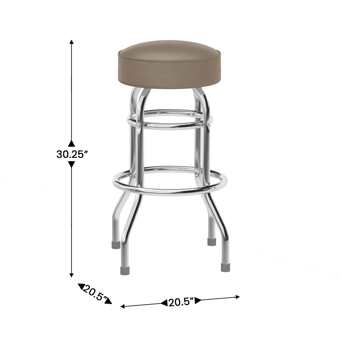 Emma and Oliver Retro Backless Double Ring Chrome Restaurant Dining Barstool