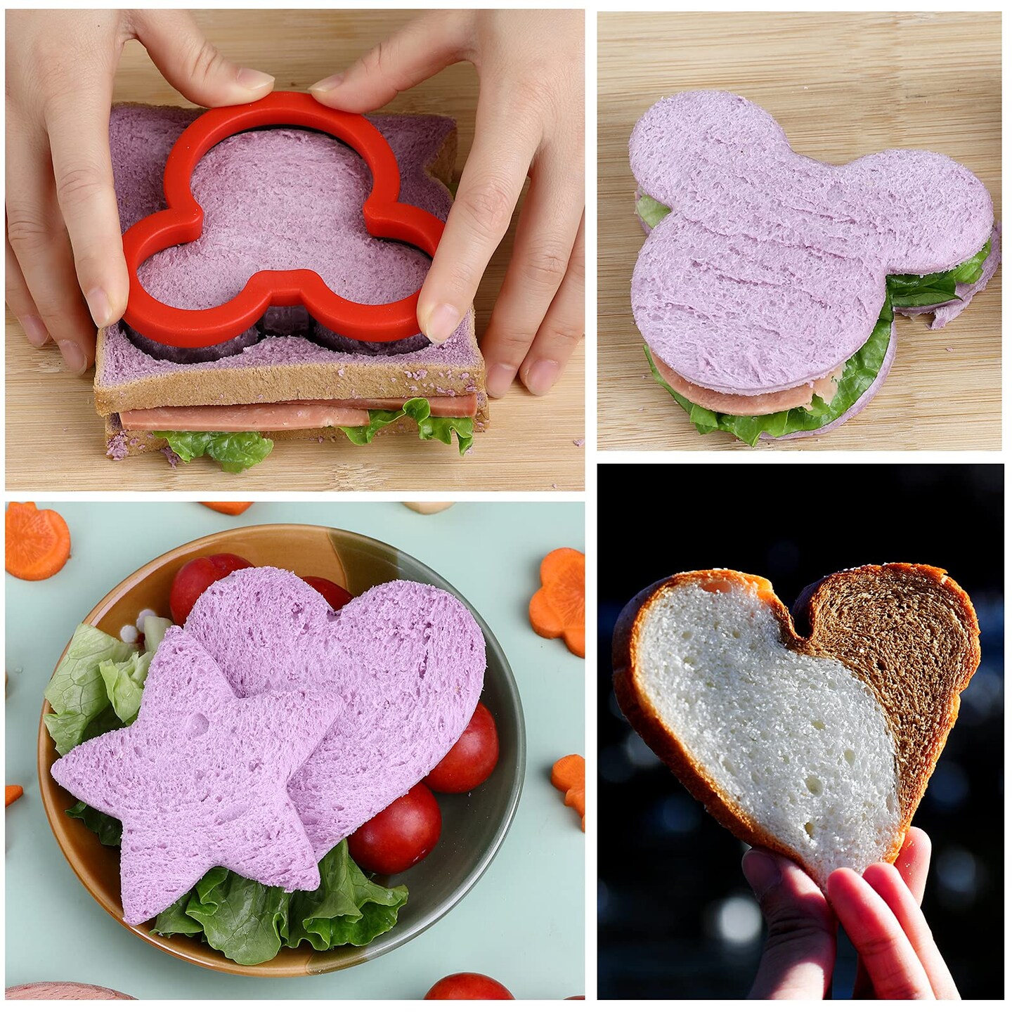 12 Pieces Sandwich Cookie Cutters Set, Dinosaur,Heart,Star,Mouse,Sandwich Knife Cookie Knife Vegetable Cutter Food Grade Cookie Mould.