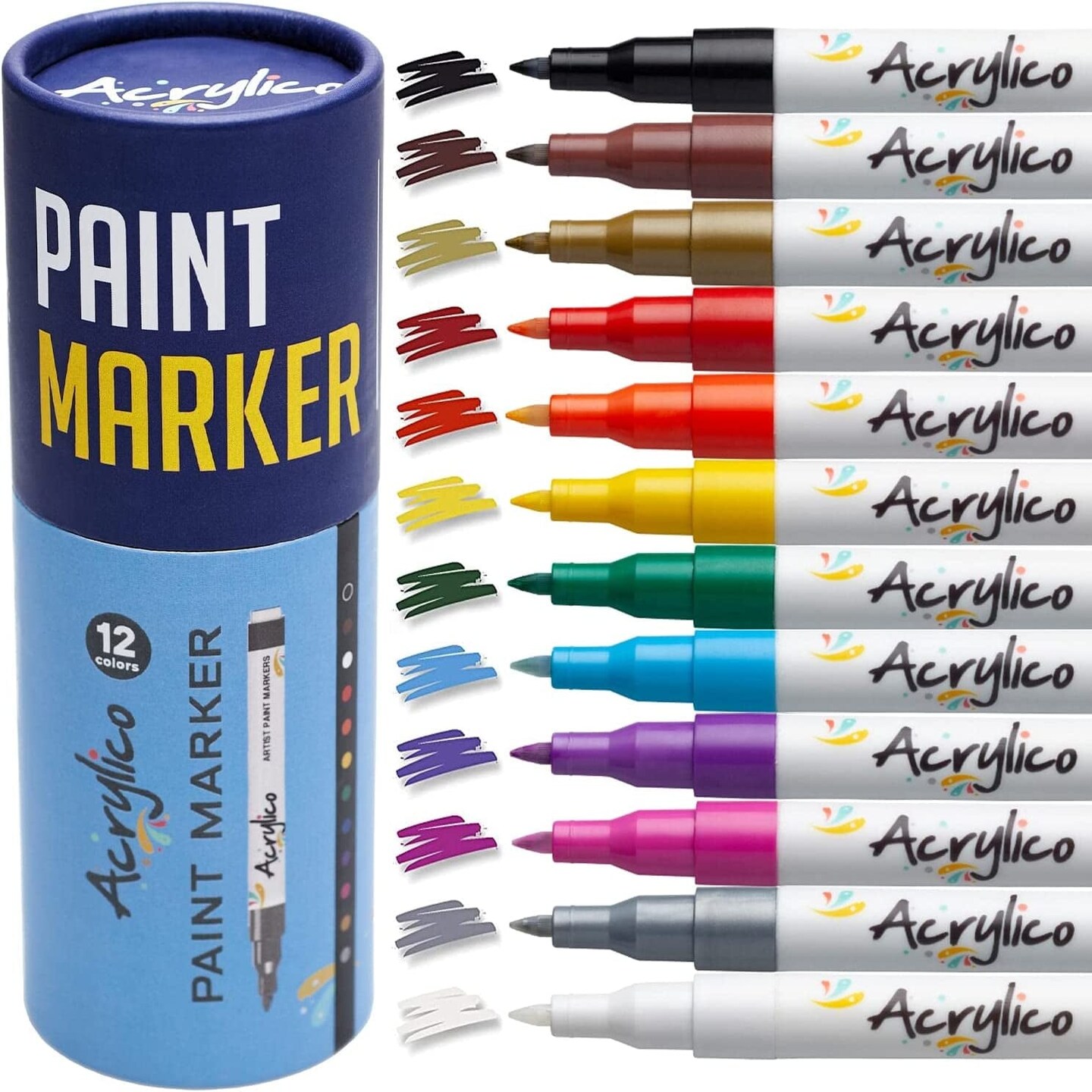 Fabric Markers for Rock Painting Set of 16 Paint Markers Acrylic