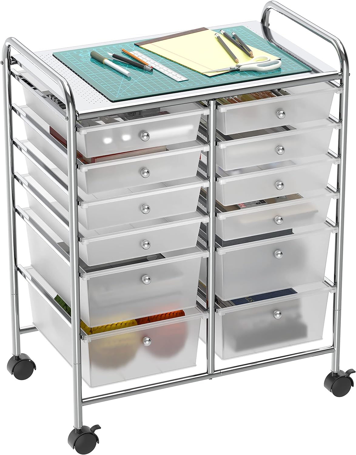 Utility Cart with 12 Drawers Rolling Storage Art Craft Organizer on Wheels