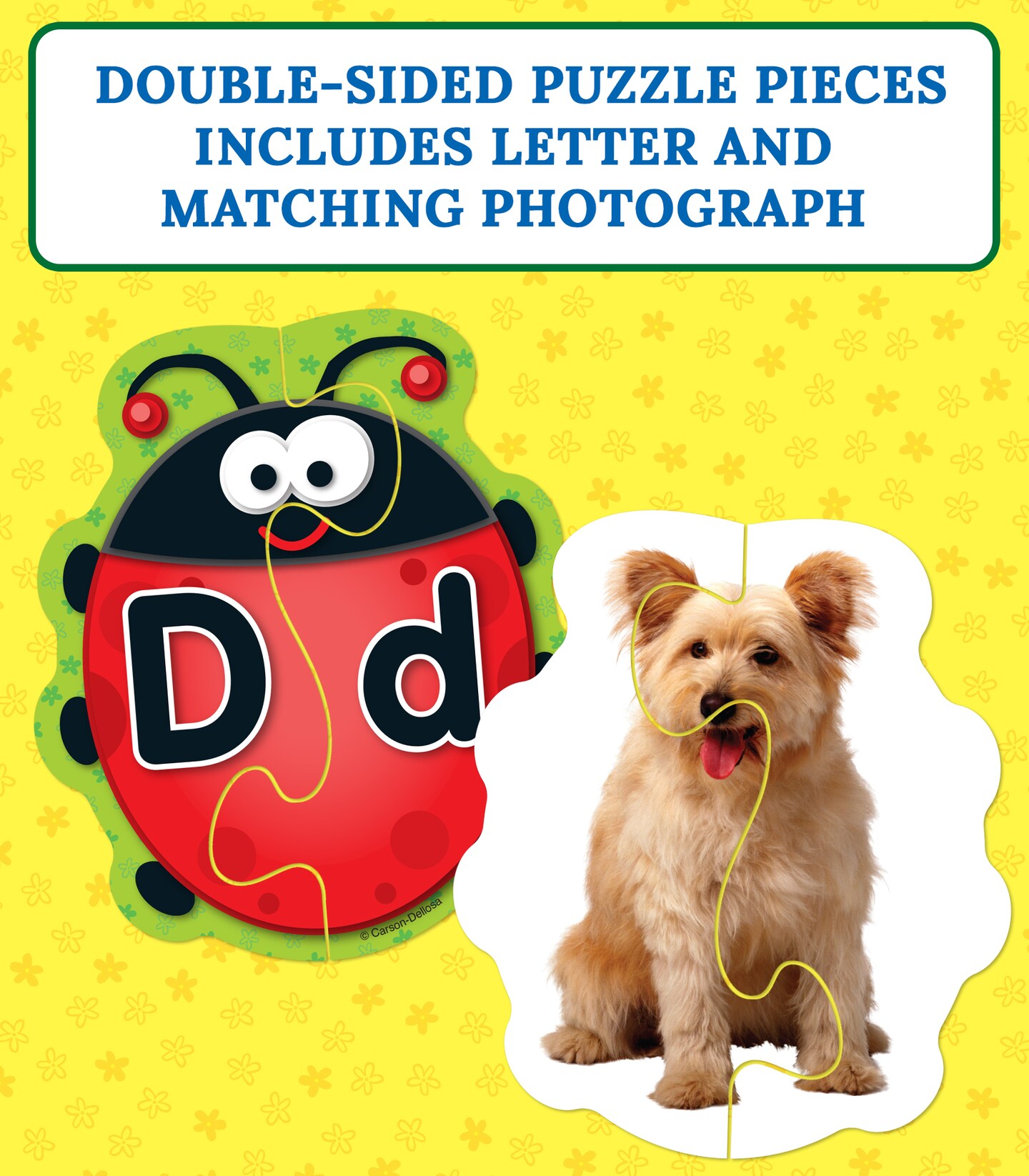 Carson Dellosa Lady Bug Letters Game, 26 2-Sided Ladybugs and Leaves Alphabet Puzzle, abc Kindergarten and Preschool Learning Activities for Toddlers Ages 4+