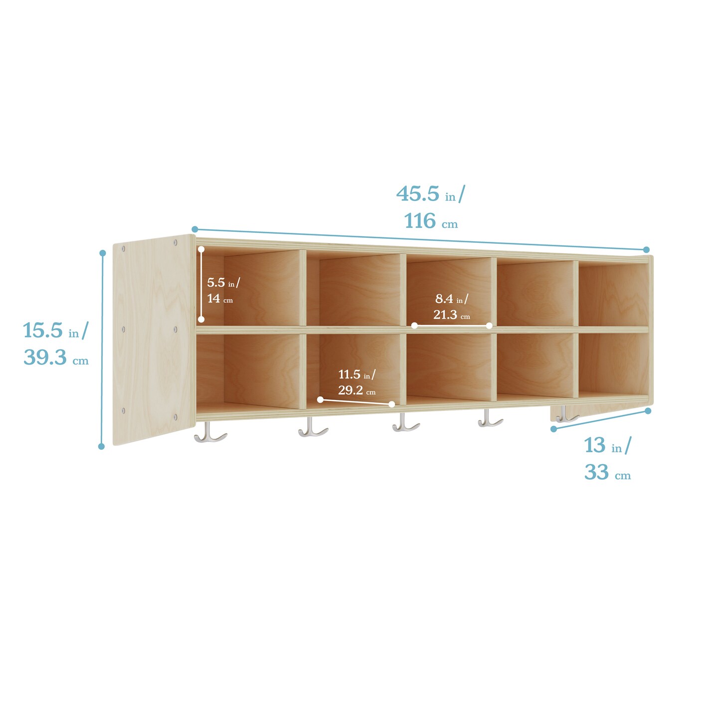 Streamline 10-Section Hanging Coat Locker, Cubby Storage