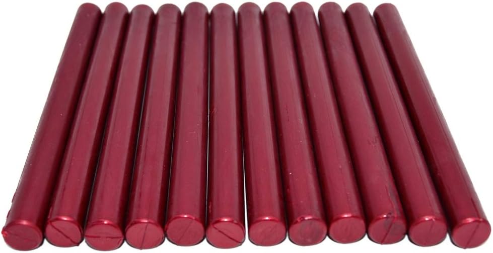 Sealing Wax Rod Sparkles Blood Red for Standard Size Glue Gun - Pack of 12