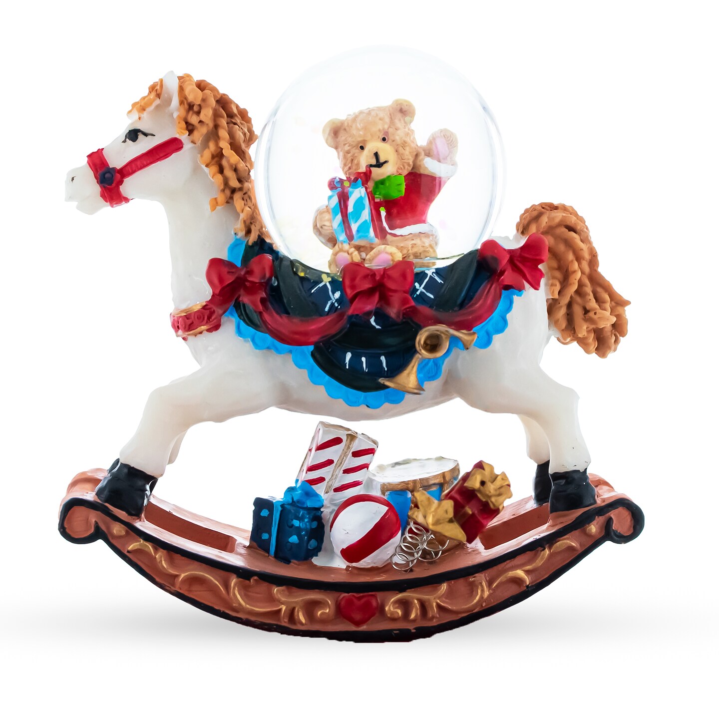 Teddy Bears&#x27; Rocking Horse Christmas Water Snow Globe