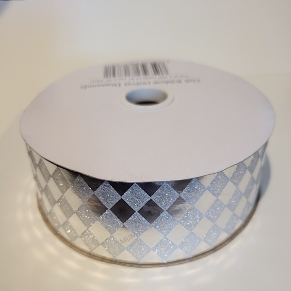 1 1/2 Diamond Pattern Dust Silver Ribbon 100 yards