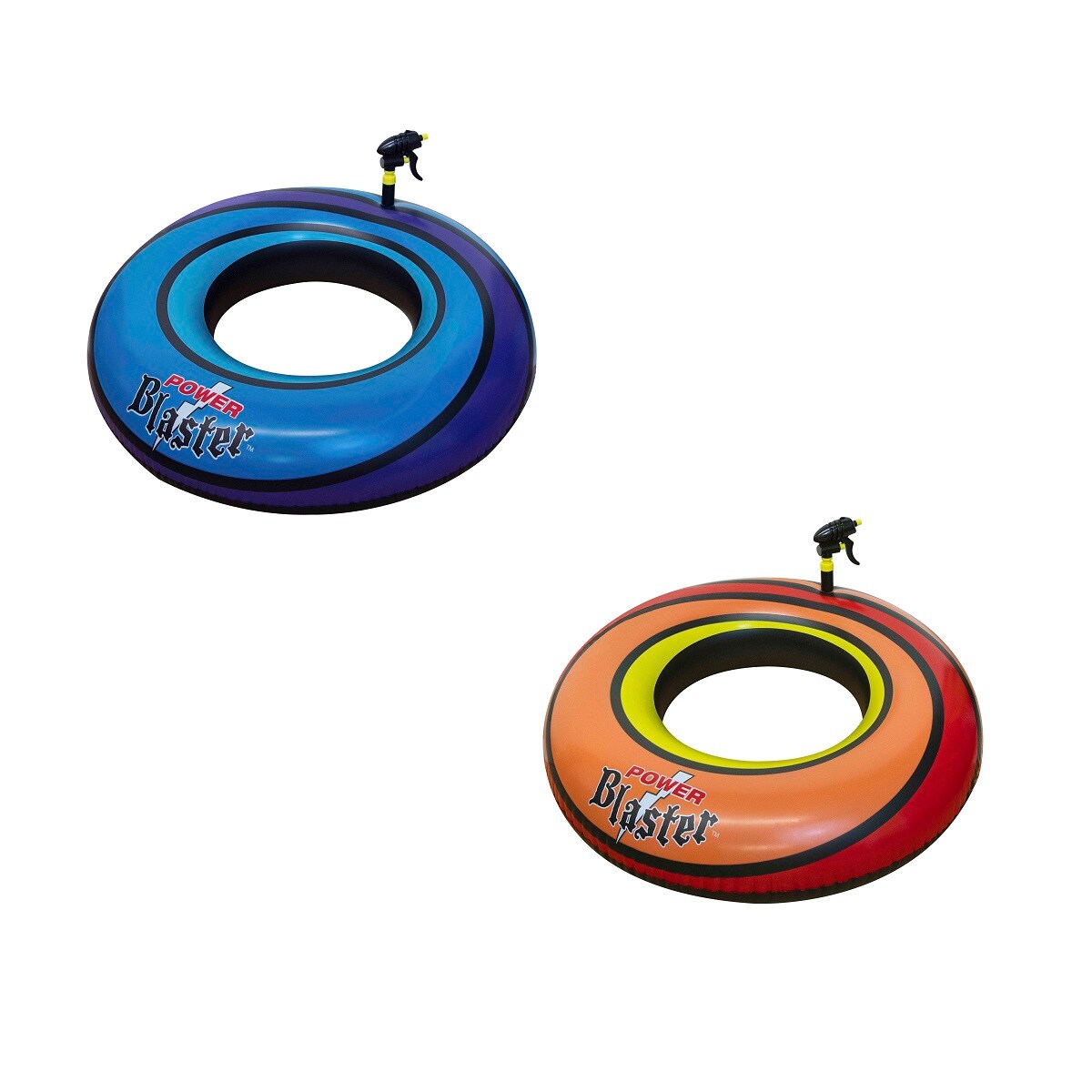 Swim Central Set of 2 Blue and Orange Inflatable Power Blaster Inner Tubes, 40-Inch