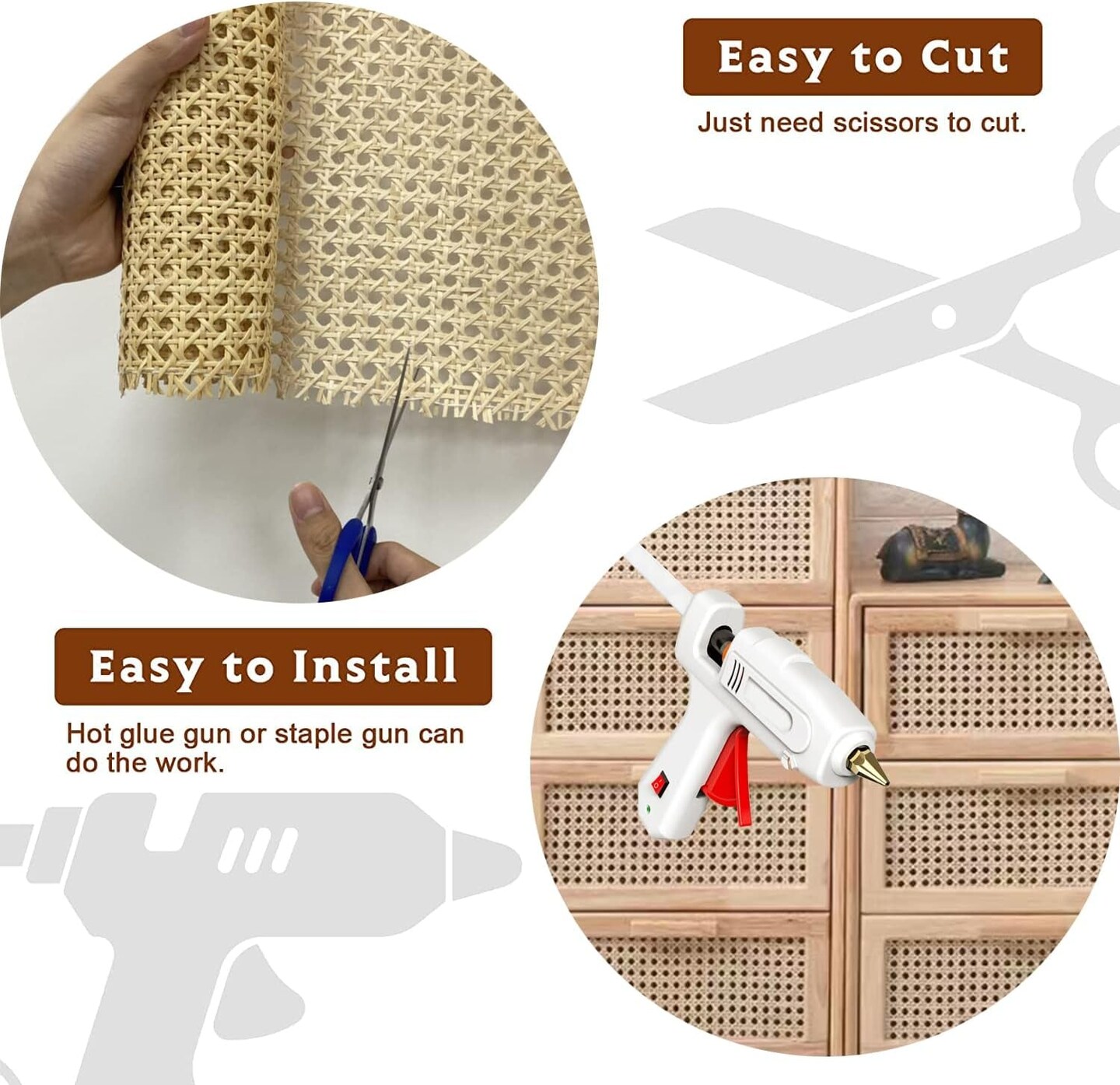16&#x22; X5Ft Natural Rattan Cane Webbing, Woven Open Mesh Cane Net Roll for DIY Caning Furniture Decor Projects: Chair, Cabinet, Ceiling and Door(59X17 In)