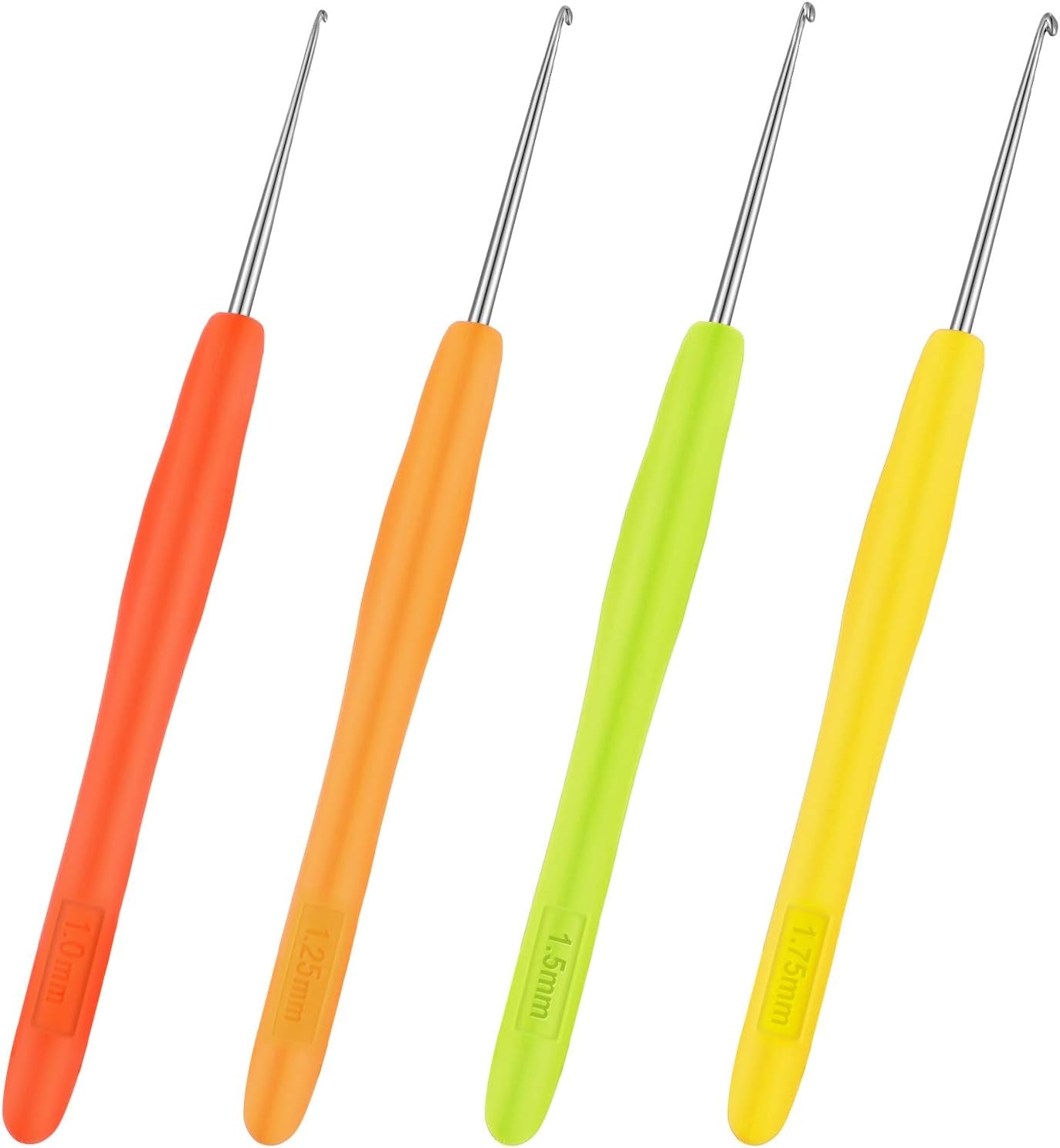 4 Pieces Hair Needles Crochet Hooks Precision Metal Needles Crochet Knitting Needles with Soft Handles, 1 Mm, 1.25 Mm, 1.5 Mm, 1.75 Mm, 4 Colors