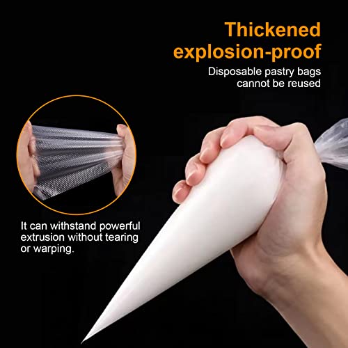110 Pieces Piping Bags and Tips Set, Cake Decorating Kit with 100 Disposable Pastry bags, 1 Reusable Silicone Piping Bag, 6 Stainless Steel Piping Tips, 1 Coupler, 2 Frosting Bags Ties