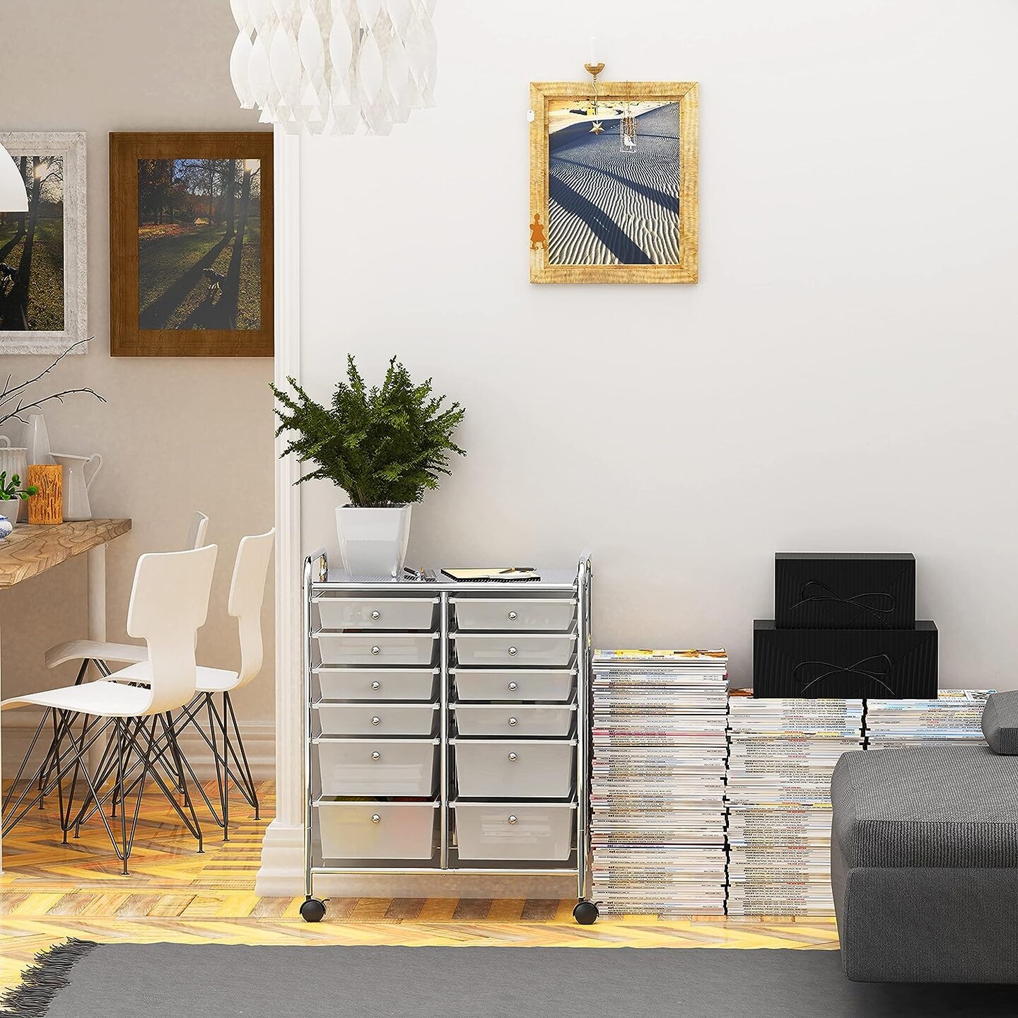 Utility Cart with 12 Drawers Rolling Storage Art Craft Organizer on Wheels