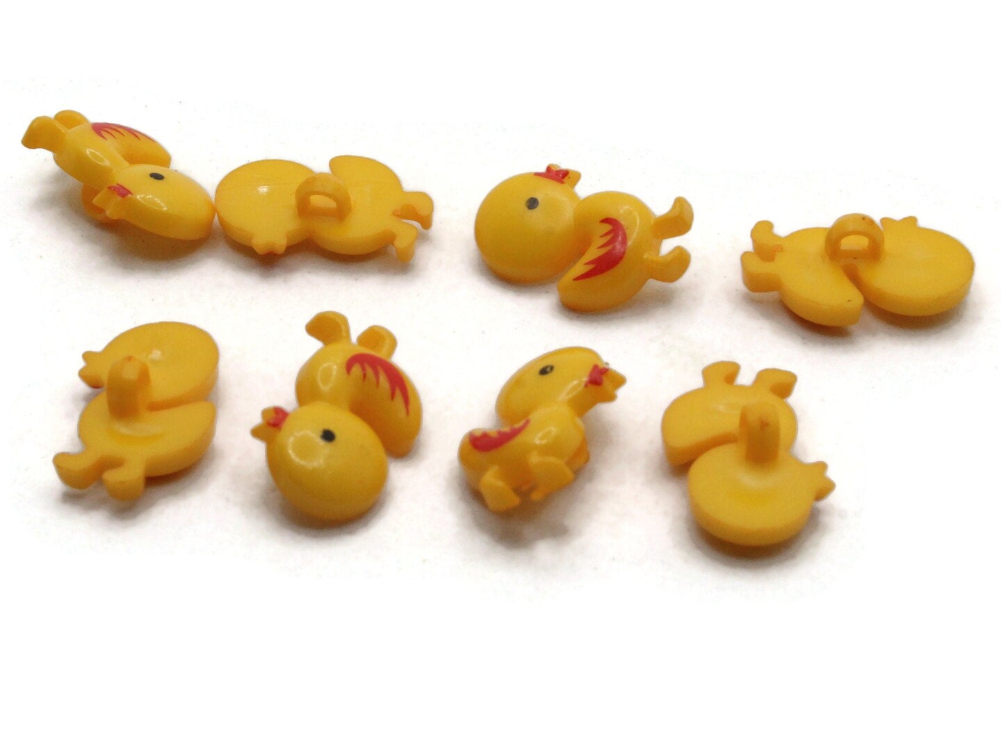 8 21mm Golden Yellow Duck Plastic Shank Bird Buttons Retro Animal Buttons