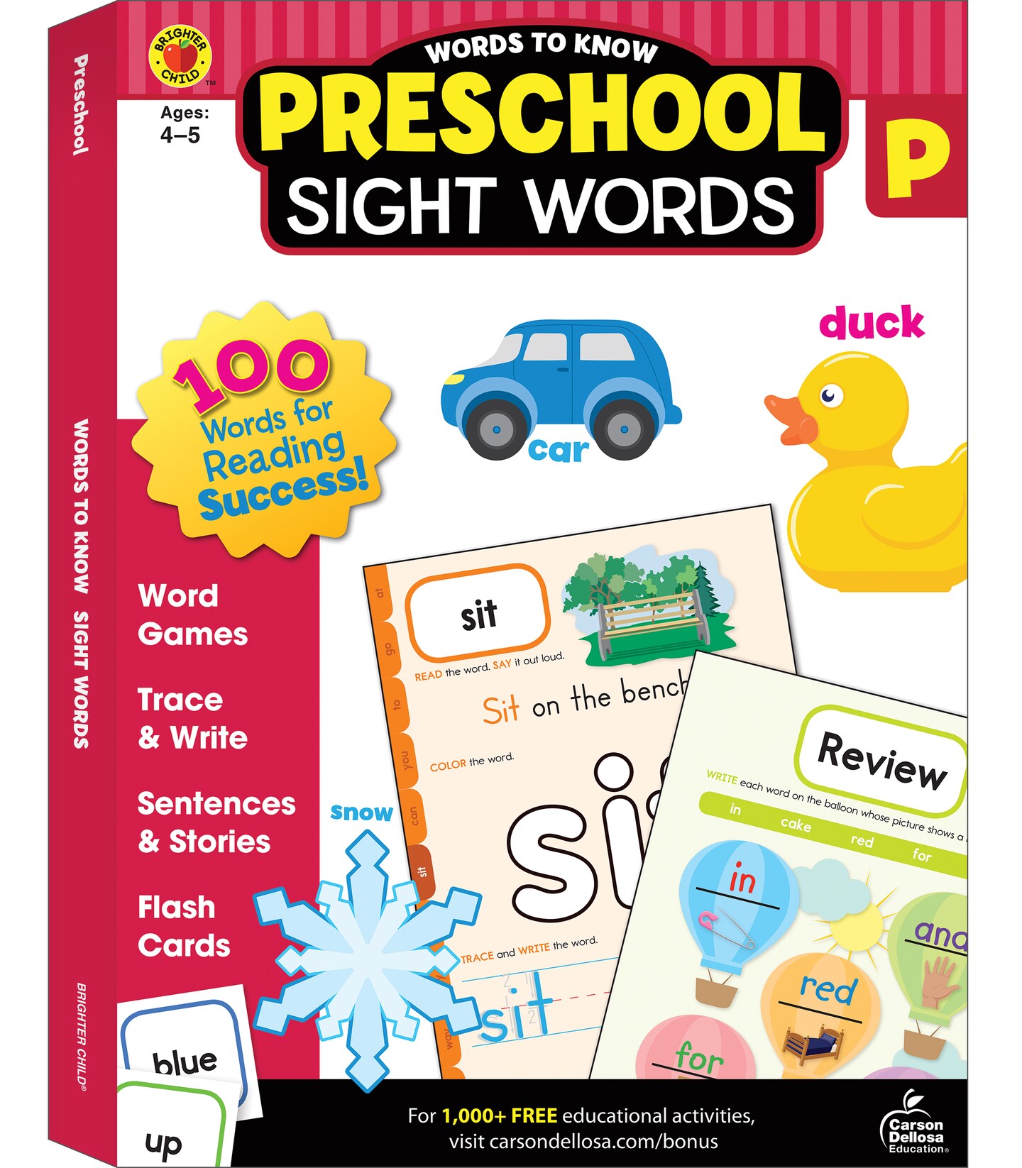 Carson Dellosa Words to Know Sight Words Preschool Workbook&#x2014;Reading Activities, Games, Puzzles, Flash Cards, Tracing and Coloring Pages for Learning and Practice (320 pgs)