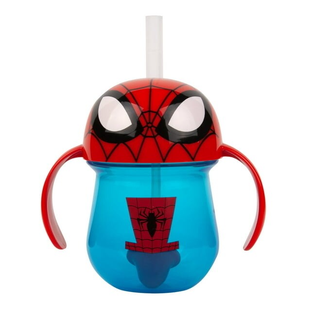 Marvel Spider-Man Weighted Straw Trainer Cup For Kids Easy Grip Fun Design