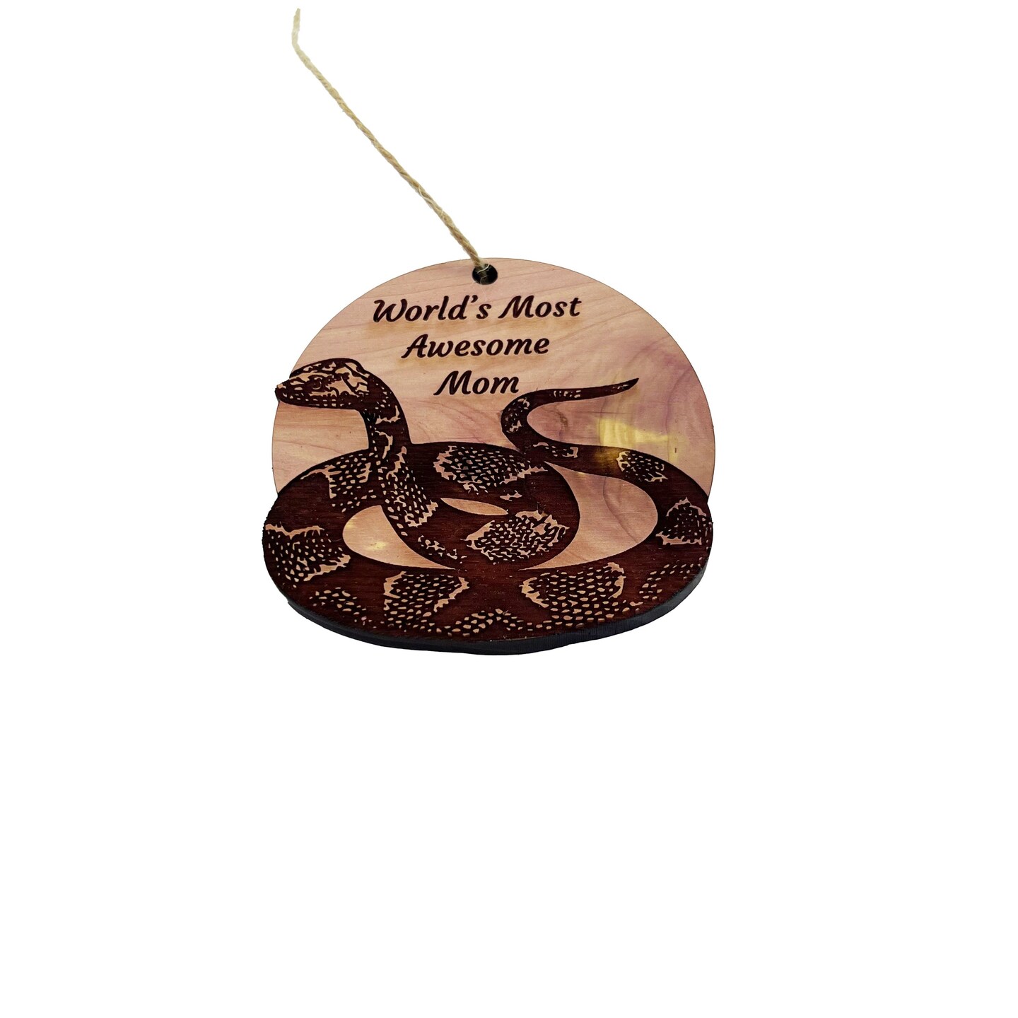 Worlds Most Awesome Mom Snake - Cedar Ornament Worlds Most Awesome Mom Snake - Cedar Ornament