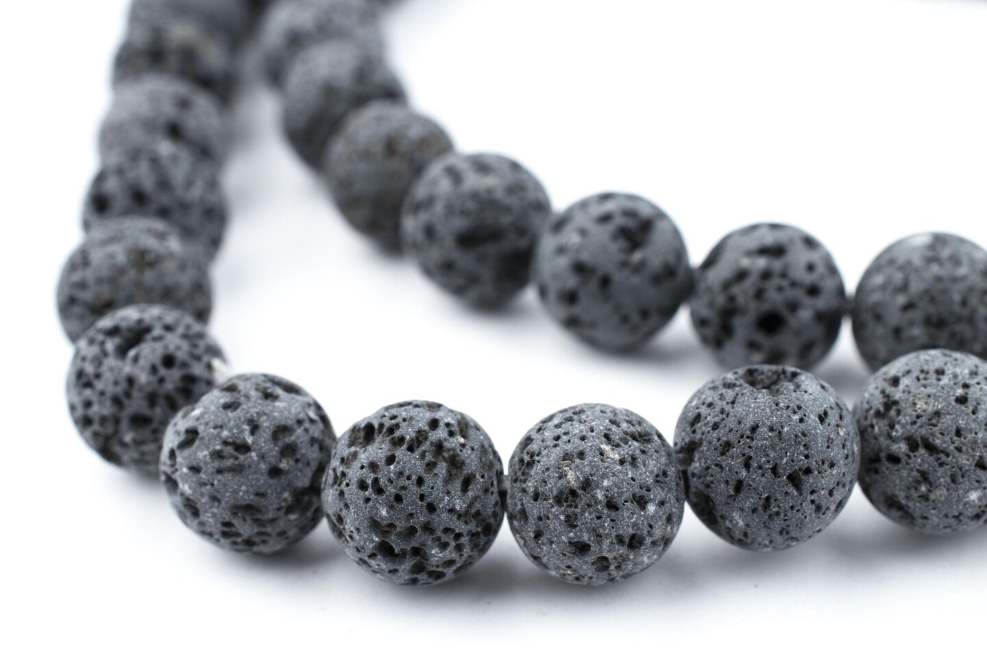 TheBeadChest Grey Volcanic Lava Beads (10mm): Organic Gemstone Round Spherical Energy Stone Healing Power Crystal for Jewelry Bracelet Mala Necklace Making