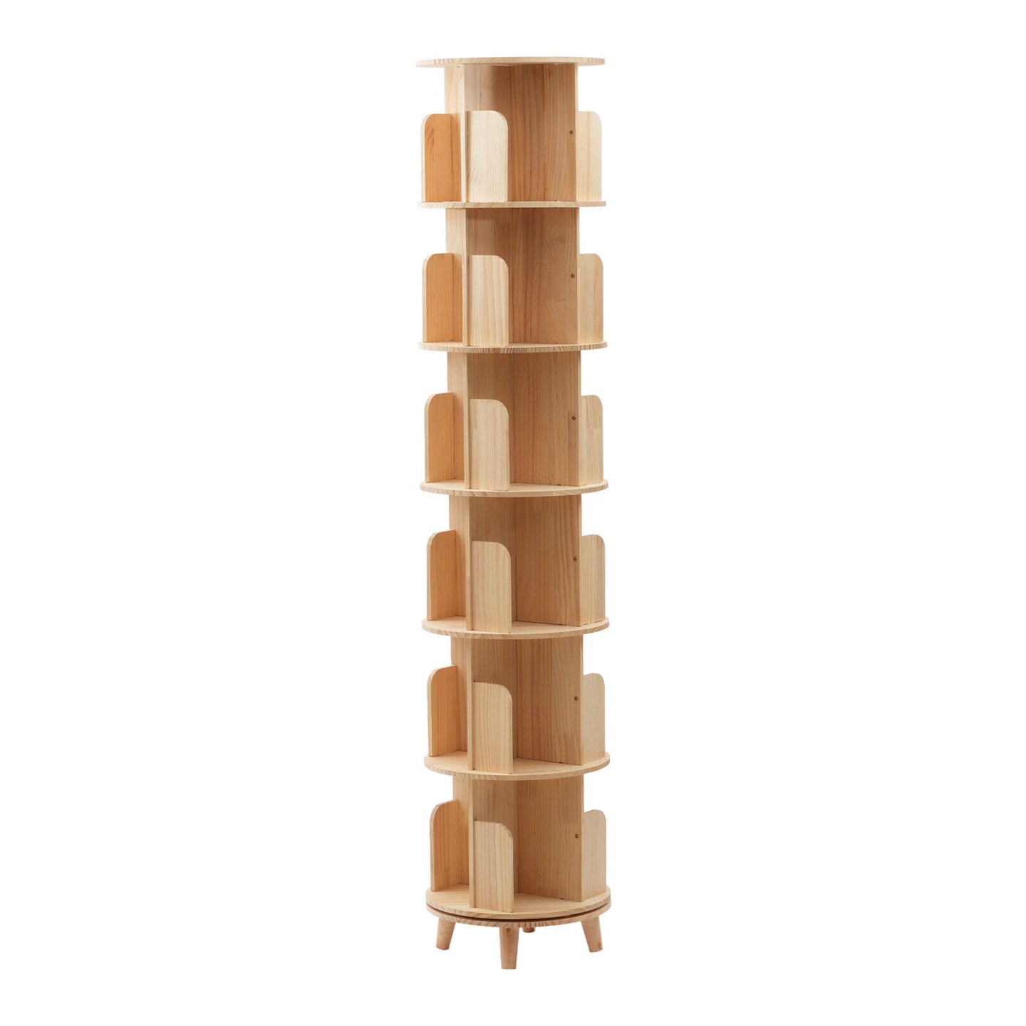 Kitcheniva 6-Tier 360&#xB0; Wooden Rotating Bookshelf Display Rack