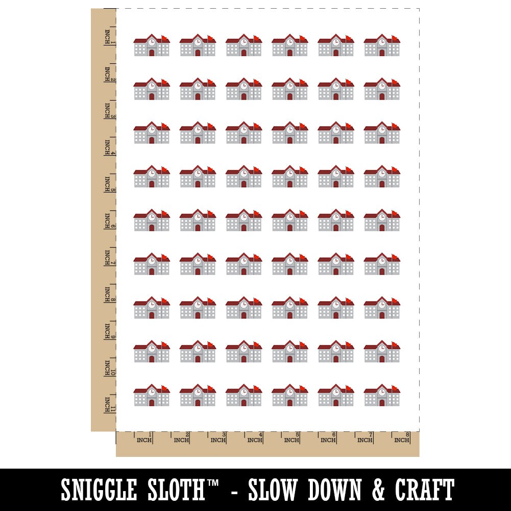 School Building Icon Temporary Tattoo Water Resistant Fake Body Art Set Collection (1 Sheet)