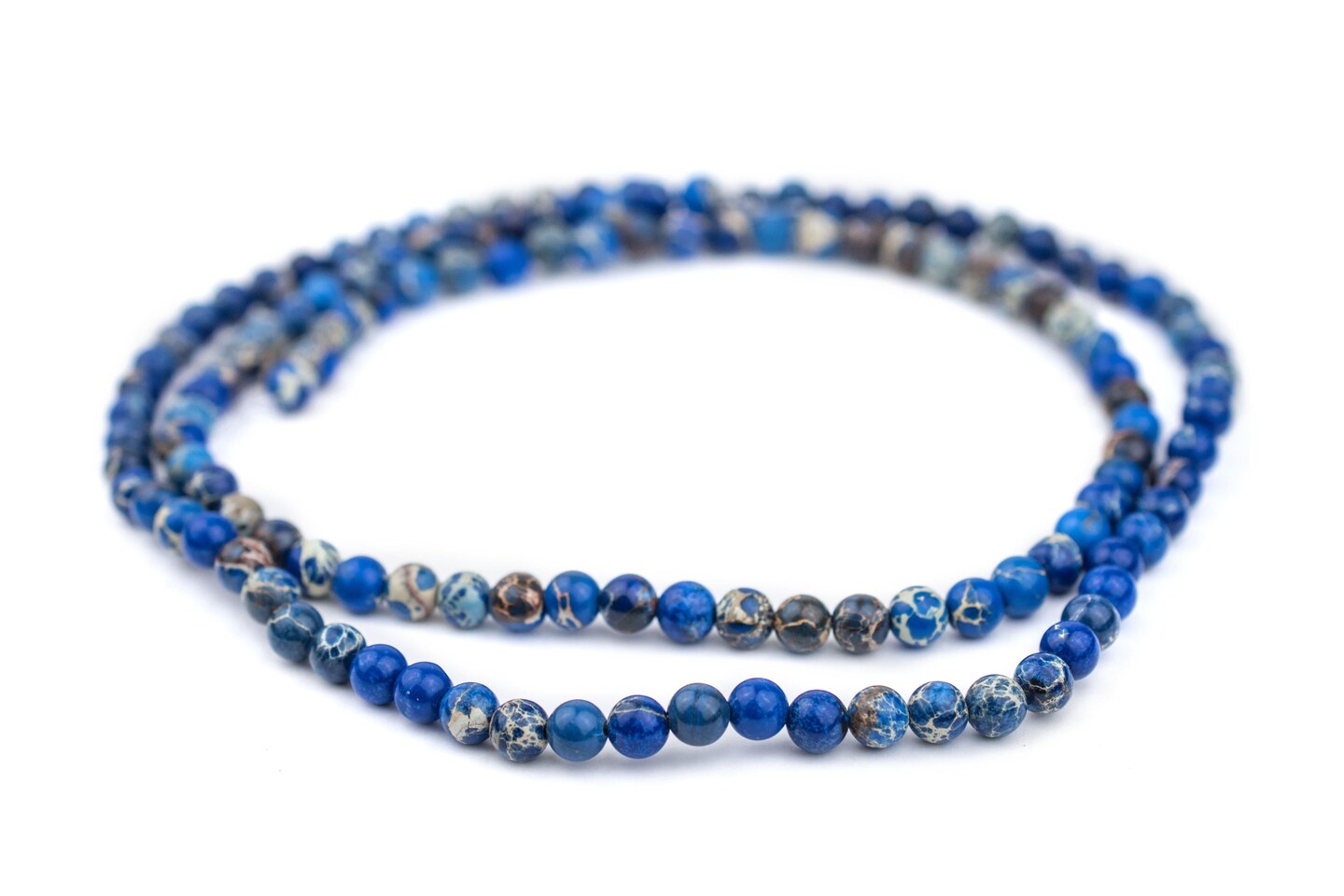 TheBeadChest Blue Sea Sediment Jasper Beads (6mm): Organic Gemstone Round Spherical Energy Stone Healing Power Crystal for Jewelry Bracelet Mala Necklace Making