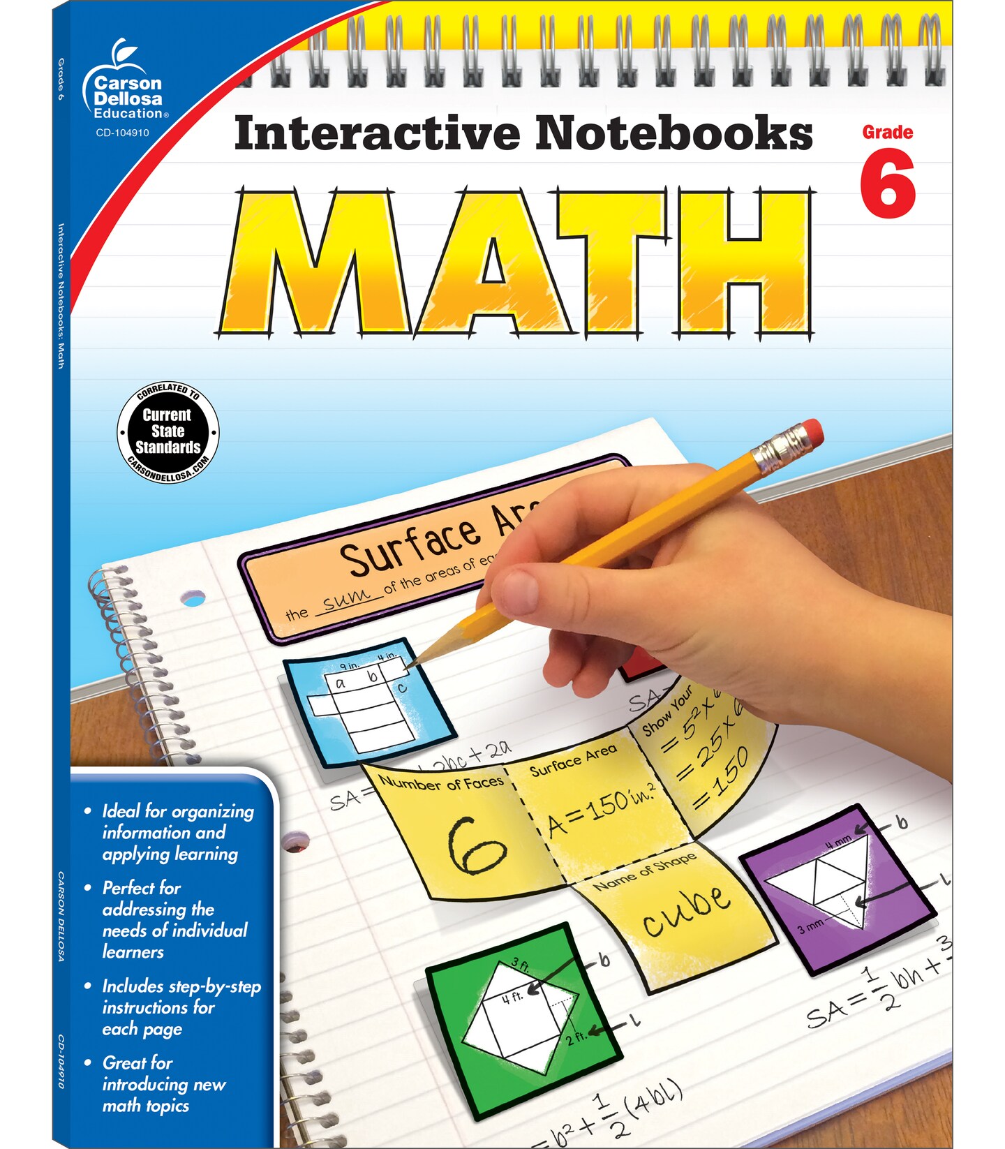 Carson Dellosa 6th Grade Math Interactive Notebooks, Reproducible Workbook Covering Ratio, Inequalities, Mathematics Equations, and More, Middle School Books for Test Prep and Classroom Organization