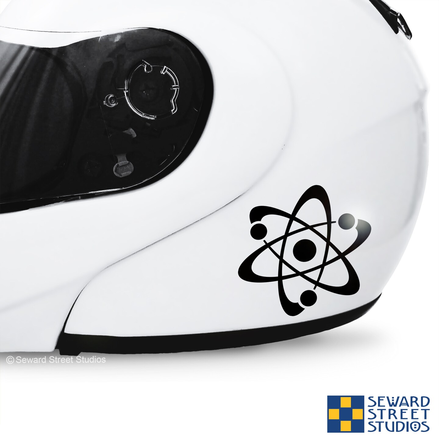Green Atom Symbol Reflective Decal, Atomic Motorcycle Helmet