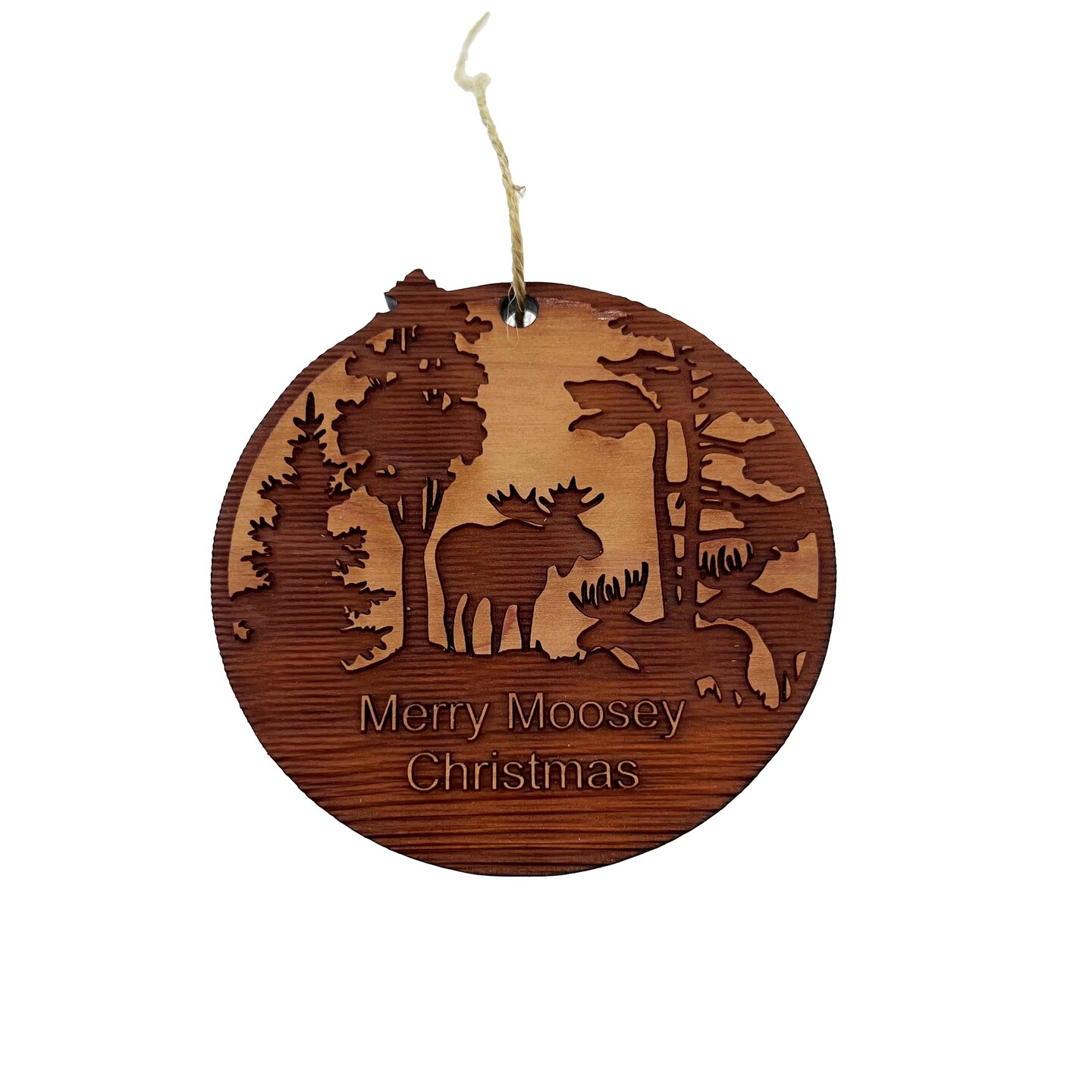 Merry Moosey Christmas - Cedar Ornament Merry Moosey Christmas - Cedar Ornament
