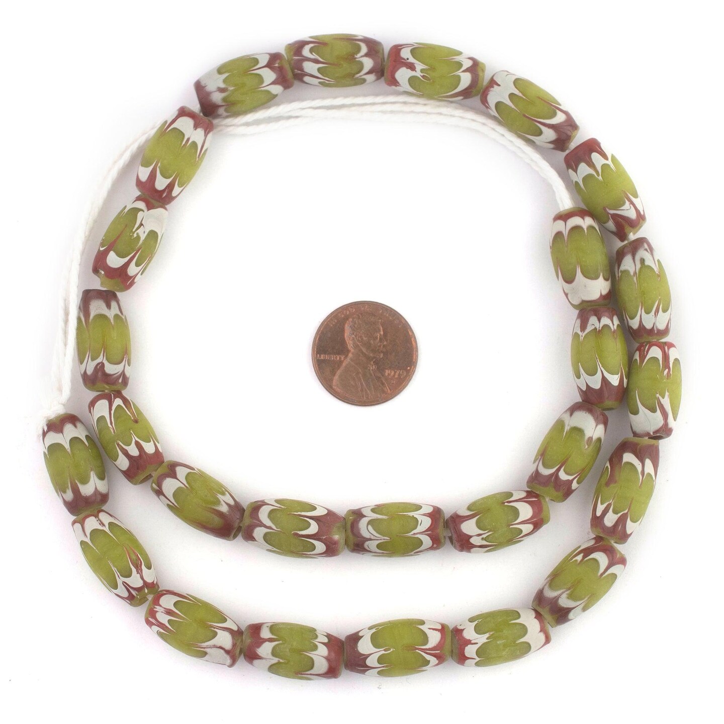 TheBeadChest Lime Green Java Chevron Beads (16x10mm)
