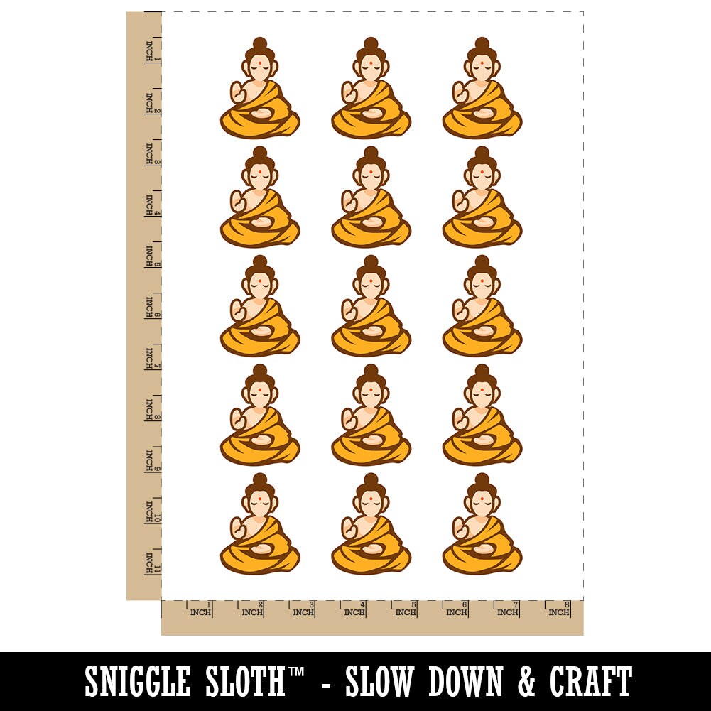 Buddha Siddhartha Gautama Buddhist Buddhism Temporary Tattoo Water Resistant Fake Body Art Set Collection (1 Sheet)
