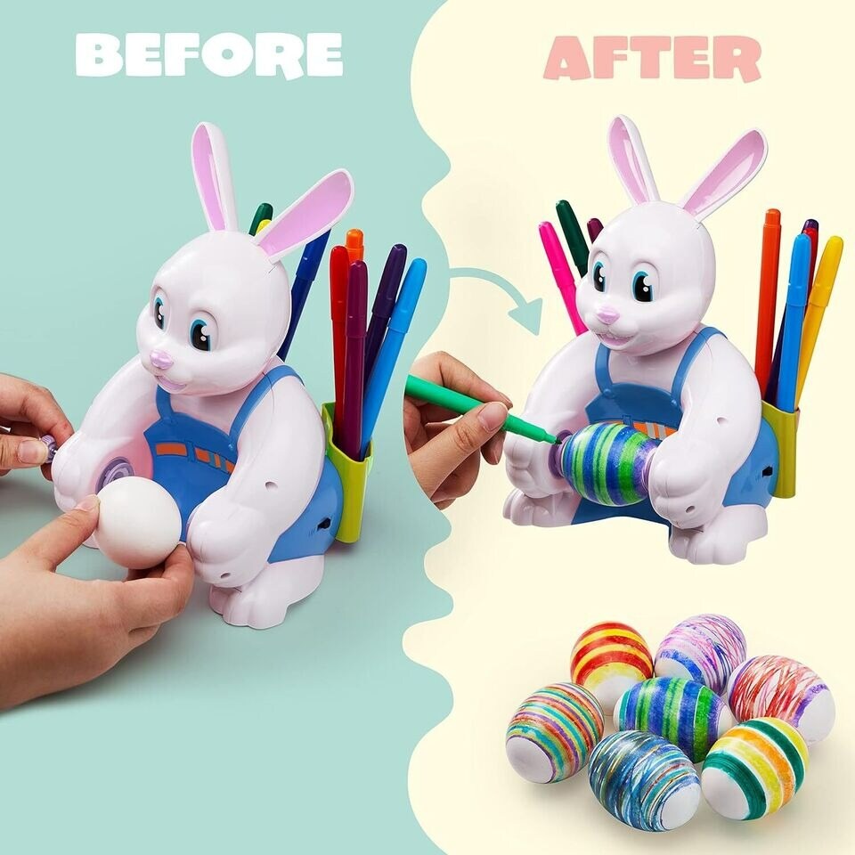 Motorized Easter Egg Decorator Kit Battery Driven Busy Bunny Egg Spinner Whirler